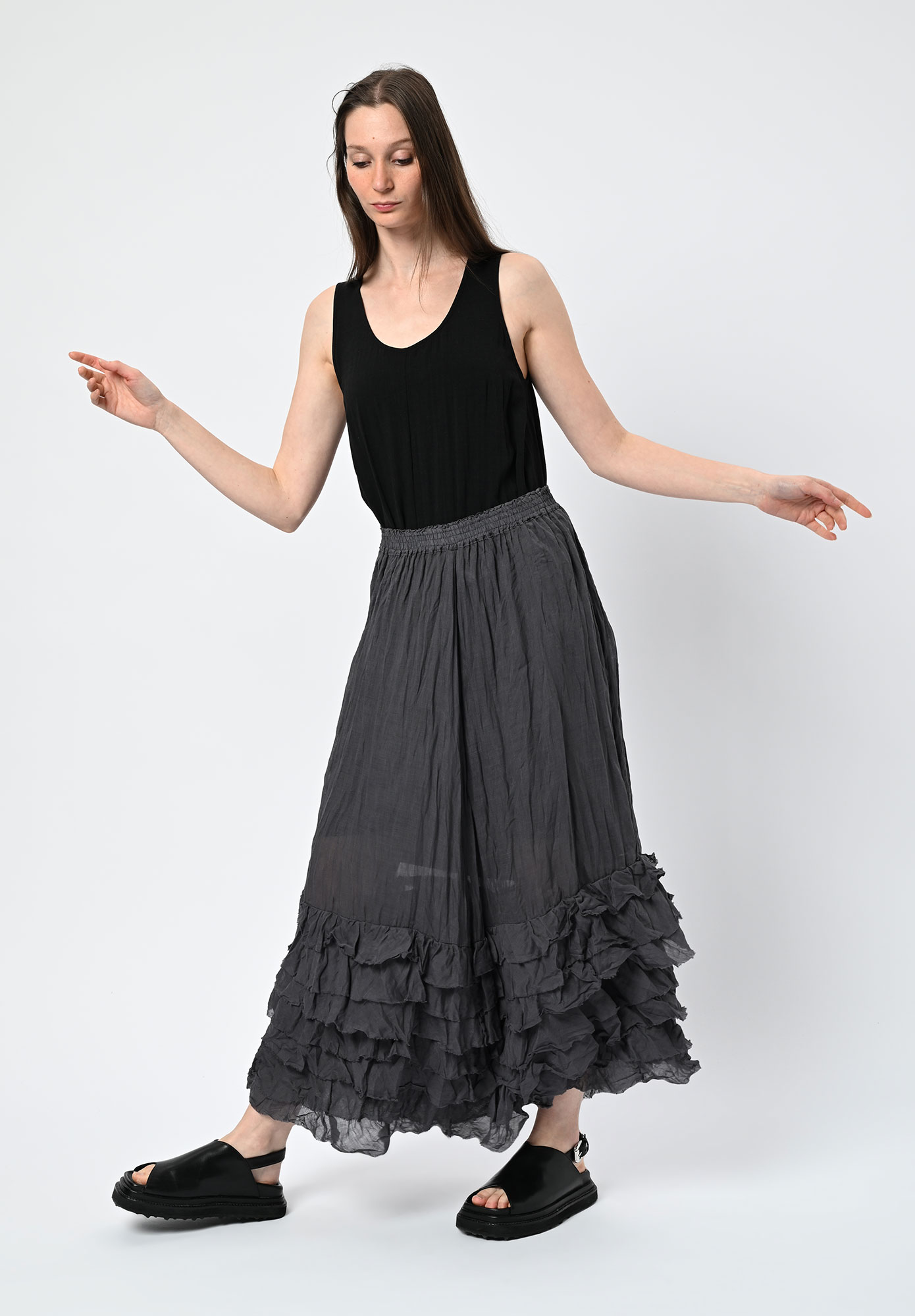 PRIVATSACHEN - FEMINE RUFFLE SKIRT - MUSKAT | CHARCOAL