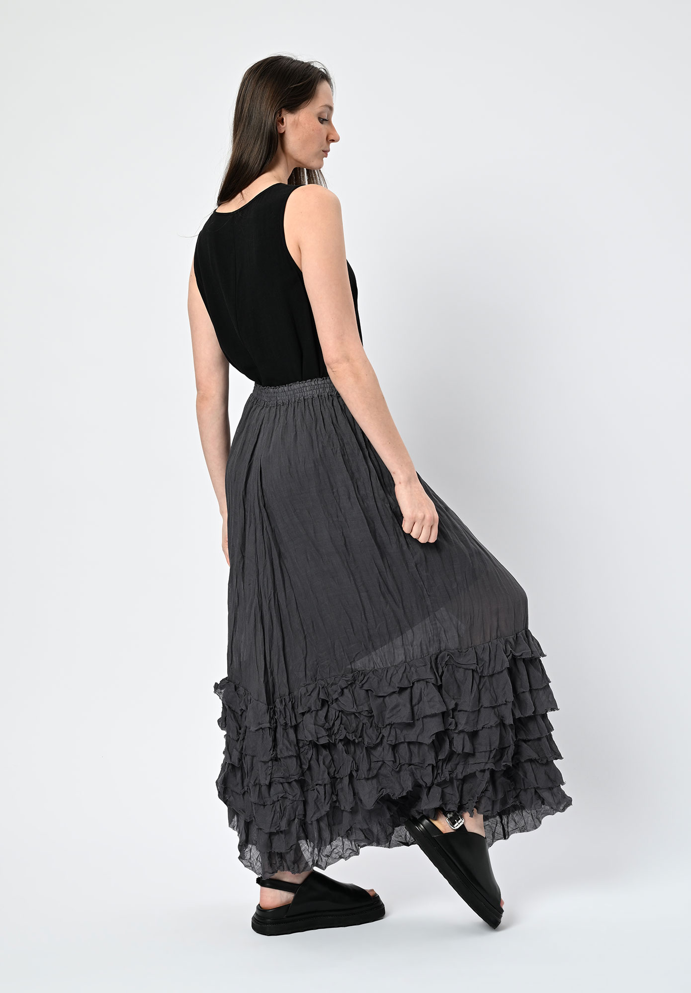 PRIVATSACHEN - FEMINE RUFFLE SKIRT - MUSKAT | CHARCOAL