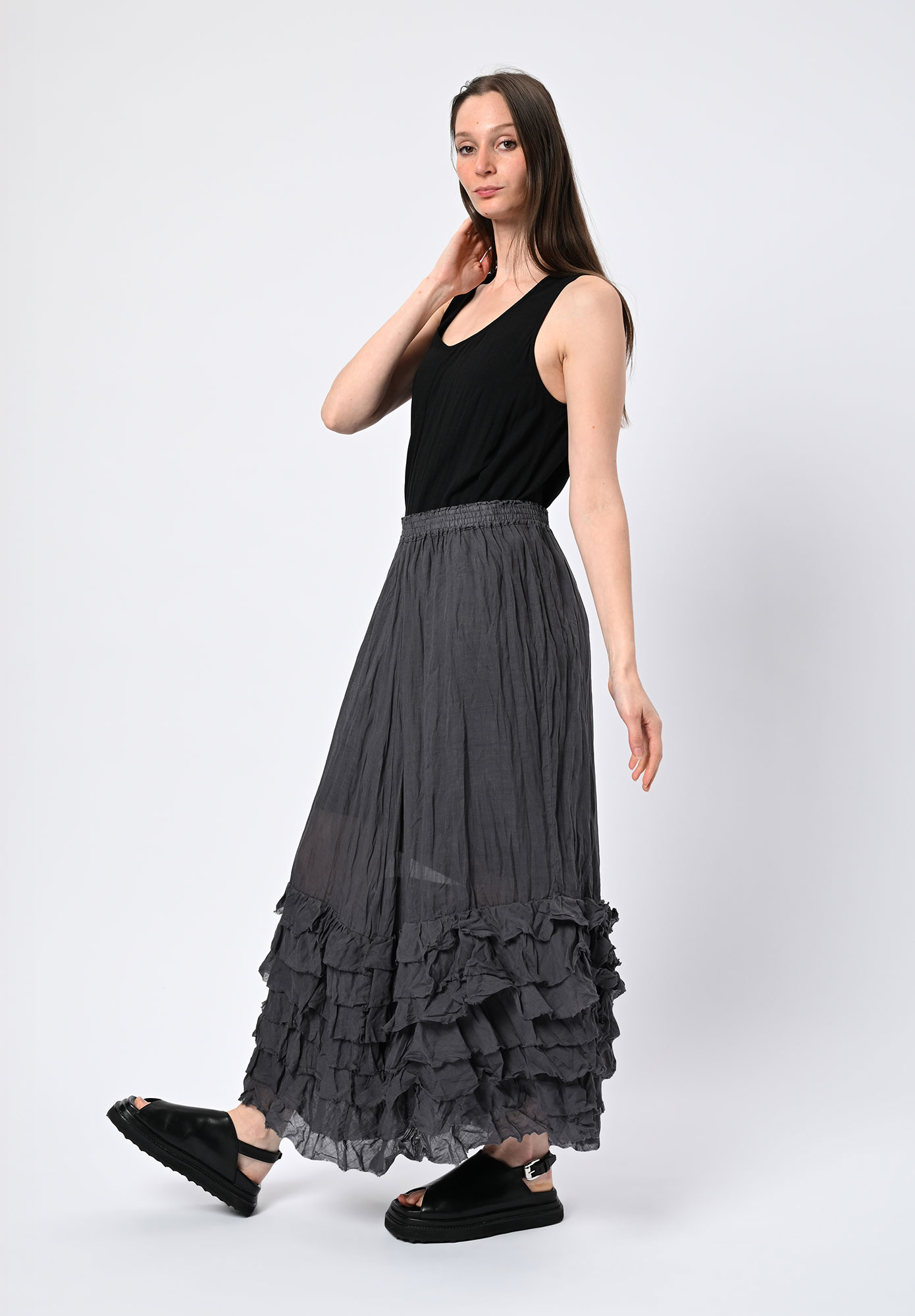 PRIVATSACHEN - FEMINE RUFFLE SKIRT - MUSKAT | CHARCOAL