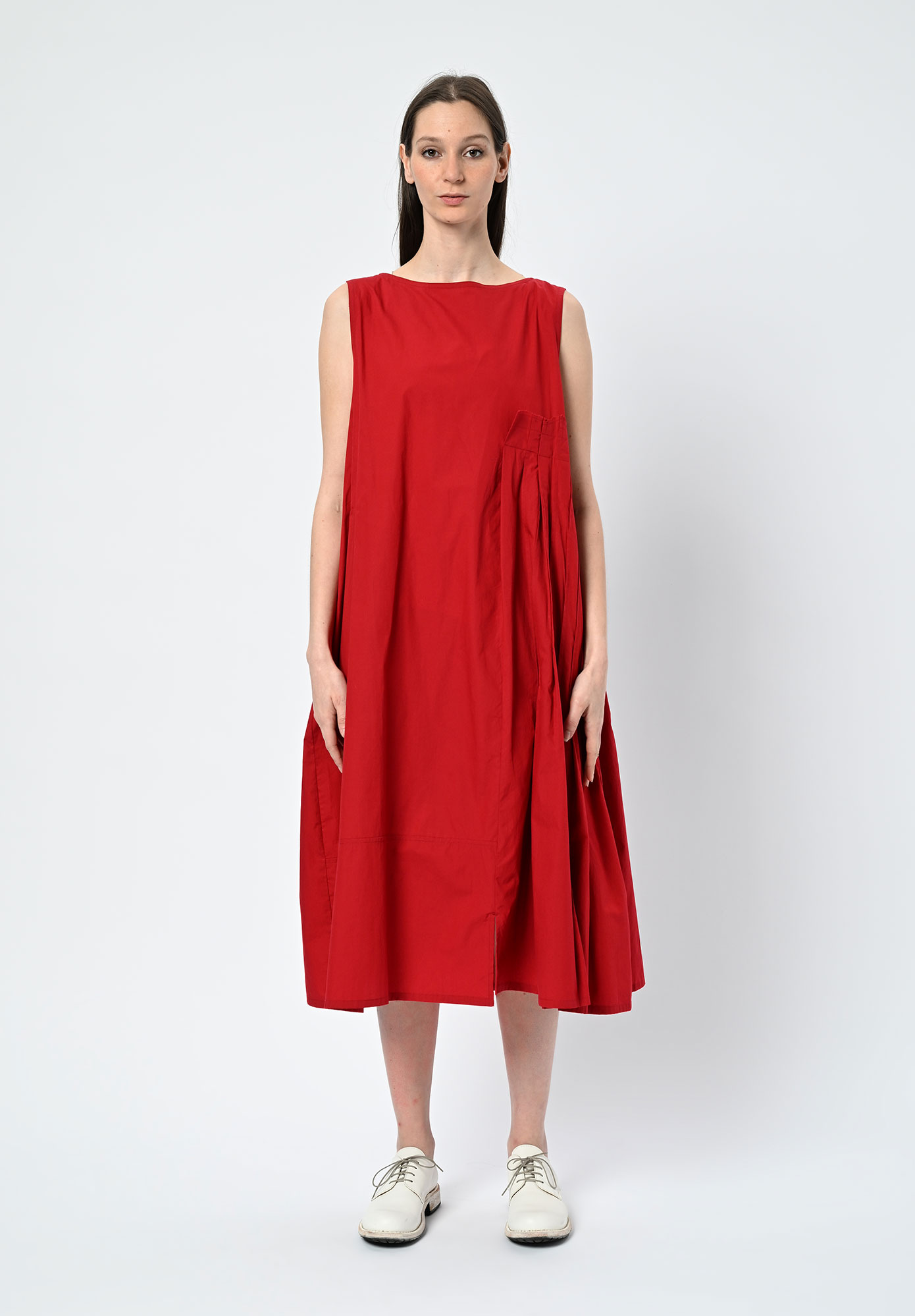 MOYURU - DRIFT PLEATED TUNIC - RED MOYURU - DRIFT PLEATED TUNIC - RED