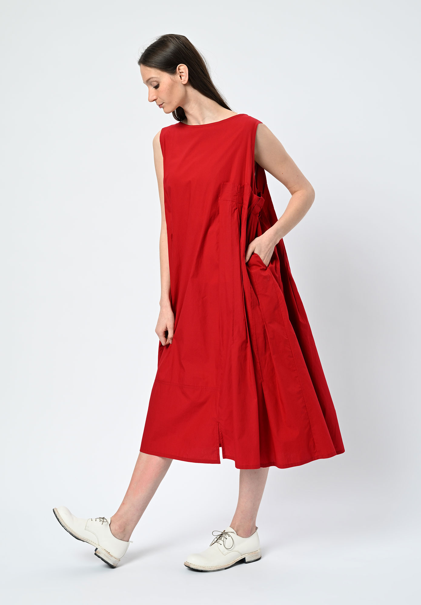 MOYURU - DRIFT PLEATED TUNIC - RED MOYURU - DRIFT PLEATED TUNIC - RED