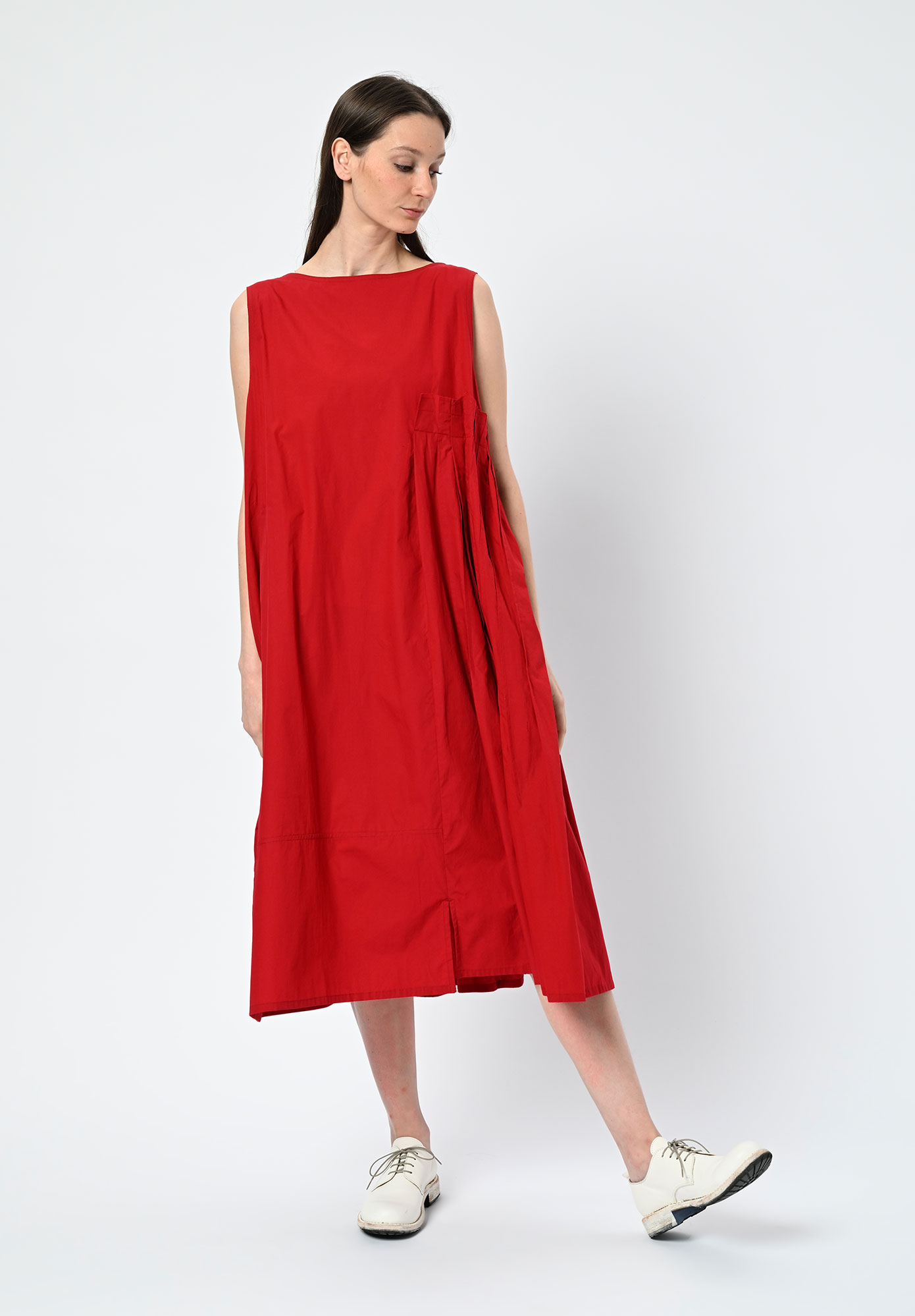 MOYURU - DRIFT PLEATED TUNIC - RED MOYURU - DRIFT PLEATED TUNIC - RED