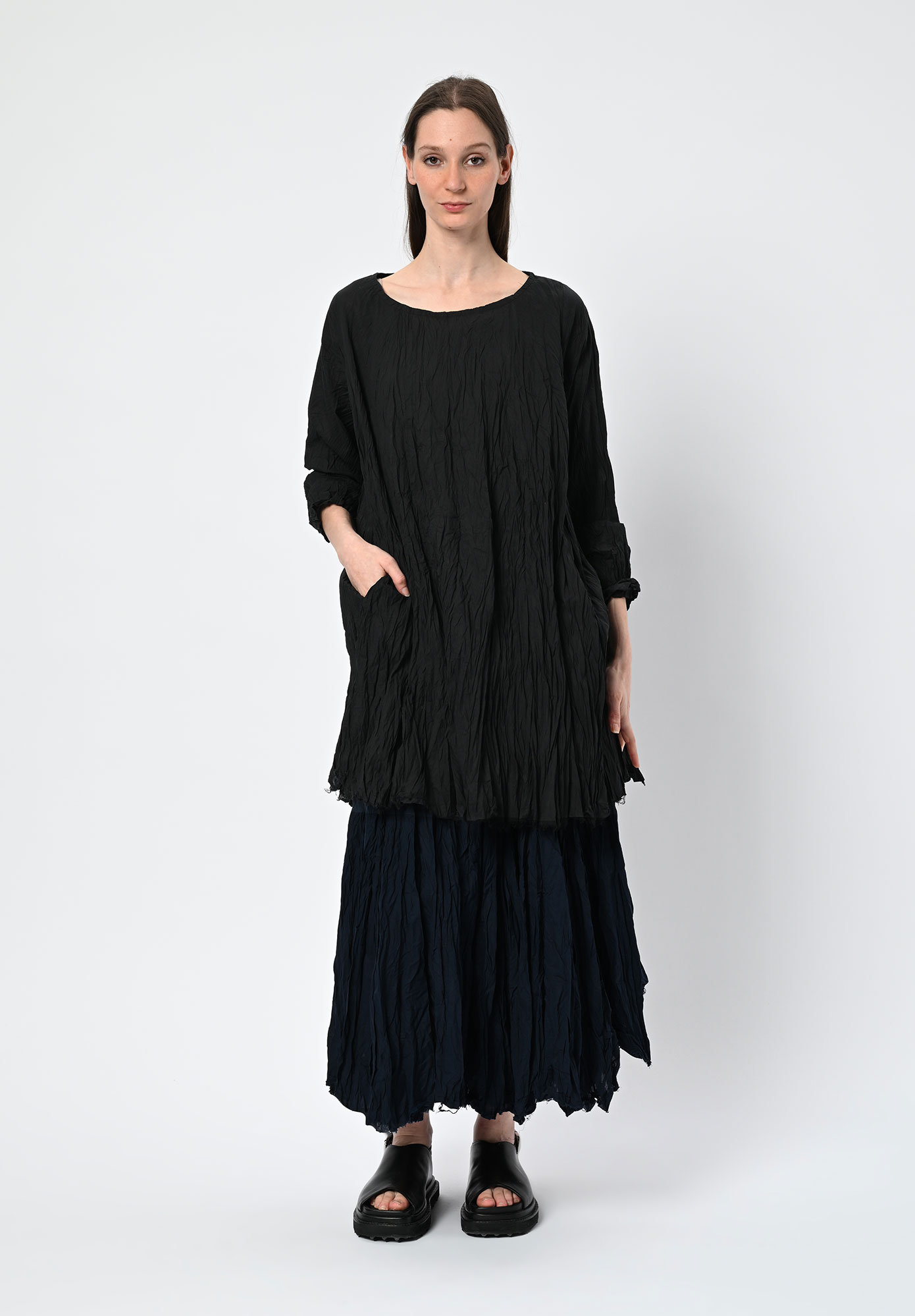 PRIVATSACHEN - EINEWEISE PANELLED A-LINE TUNIC - KAVIAR | BLACK