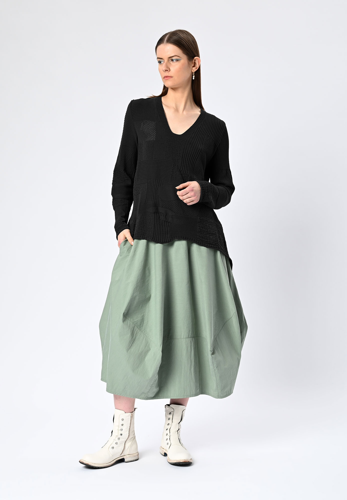 MM SÖHN - CIVIL TEXTURE MIX JUMPER - BLACK