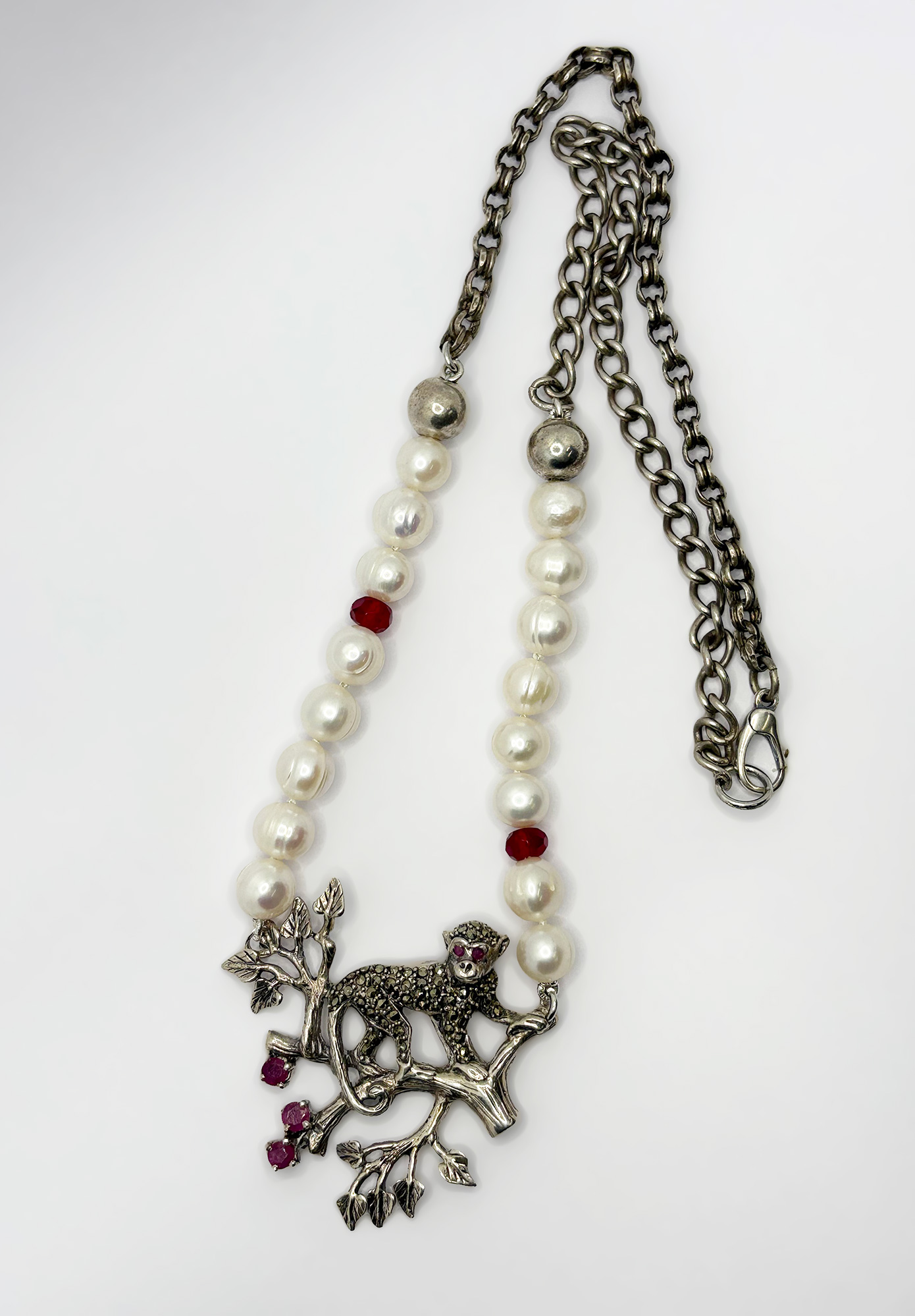 FLEW DESIGNS - HIDDEN RUBY NECKLACE - SILVER