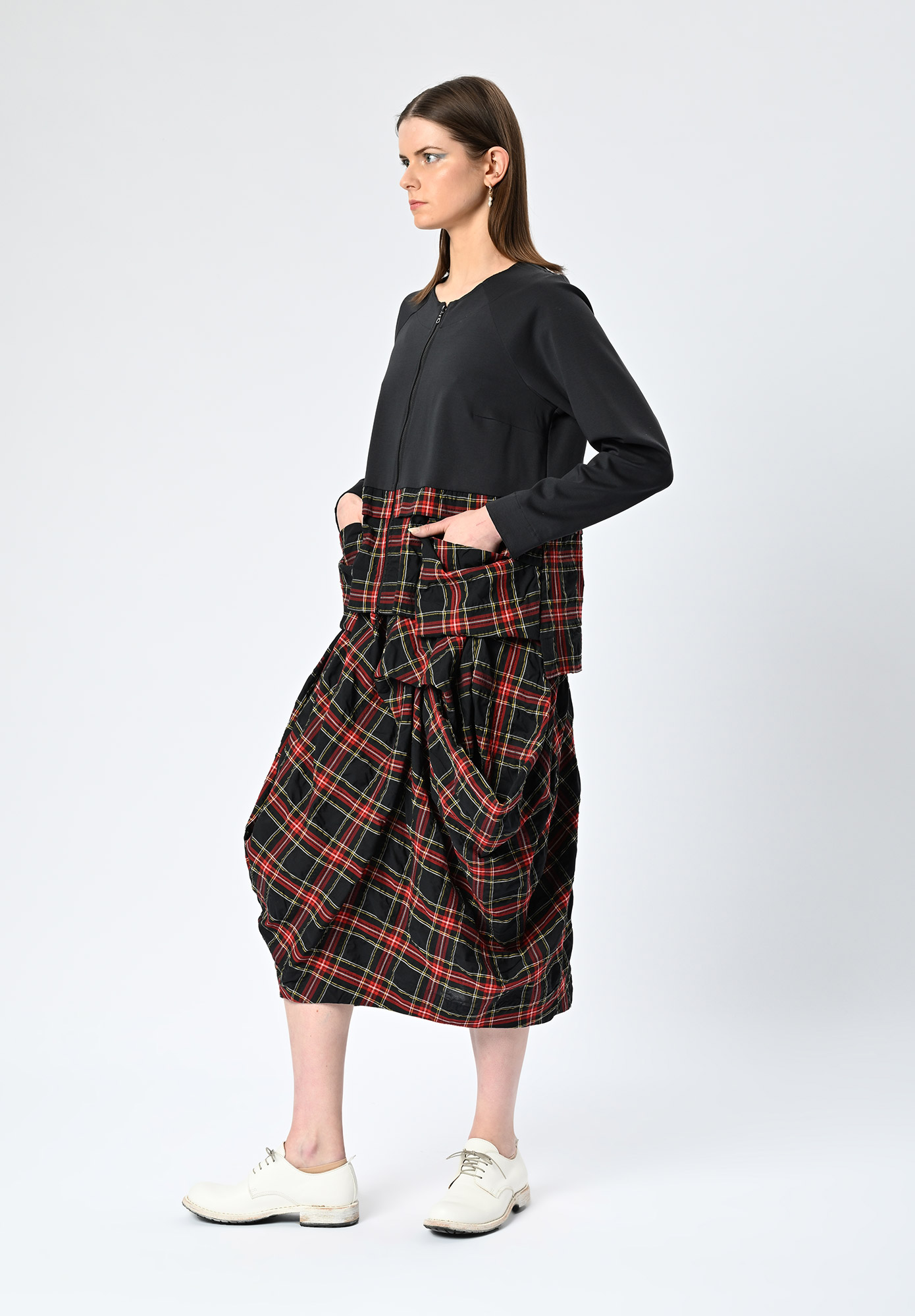 MM SÖHN - SURFACE ZIP UP JACKET - BLACK | RED CHECK MULTI