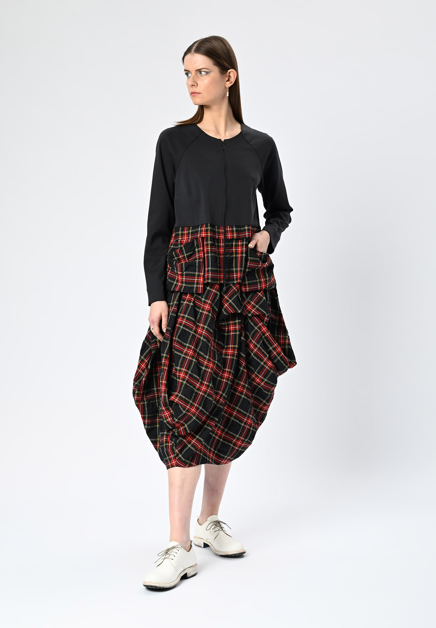 MM SÖHN - SURFACE ZIP UP JACKET - BLACK | RED CHECK MULTI