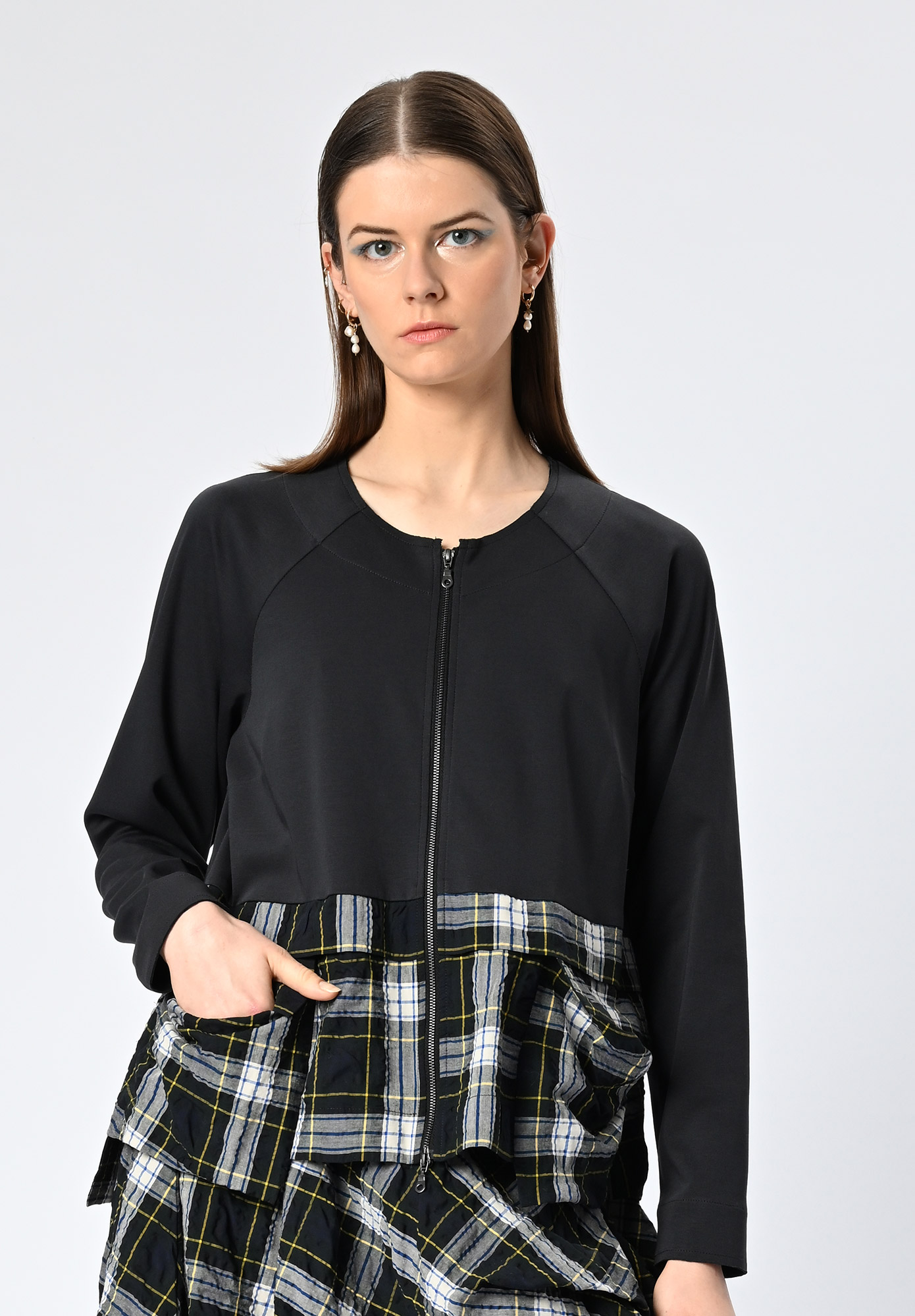 MM SÖHN - SURFACE ZIP UP JACKET - INK | INK CHECK MULTI MM SÖHN - SURFACE ZIP UP JACKET - INK | INK CHECK MULTI