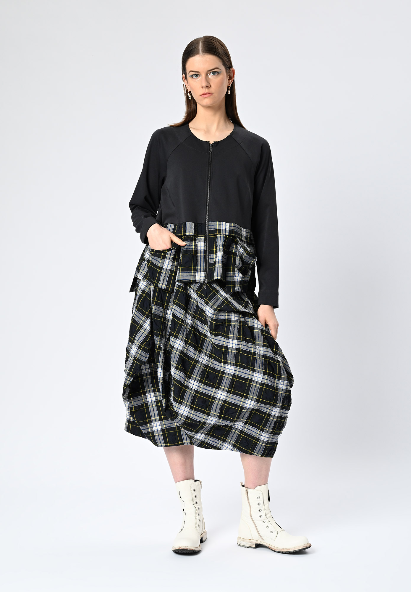 MM SÖHN - SURFACE ZIP UP JACKET - INK | INK CHECK MULTI