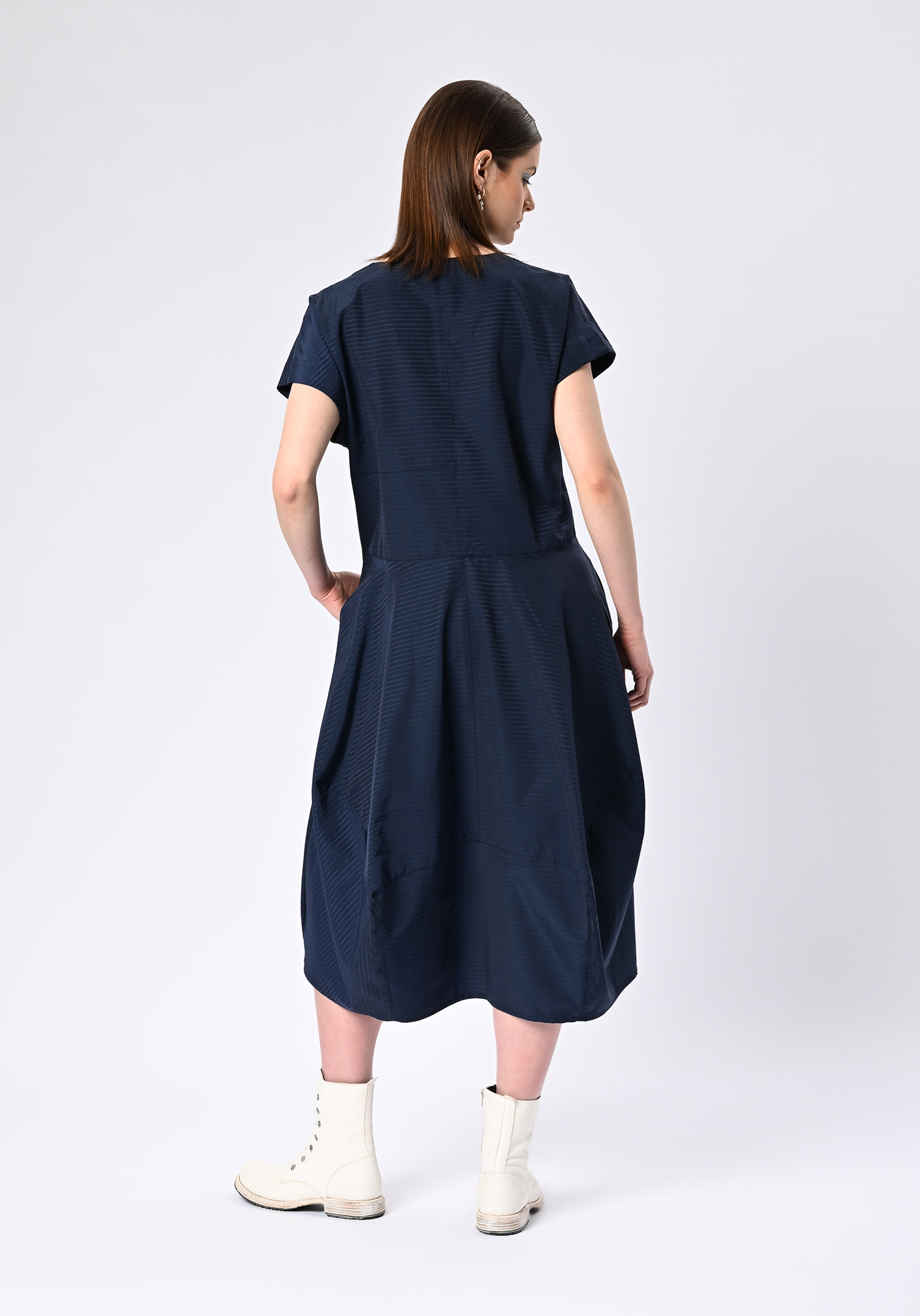 MM SÖHN - METROPOLIS DRESS - INK OTTOMAN SELF STRIPE