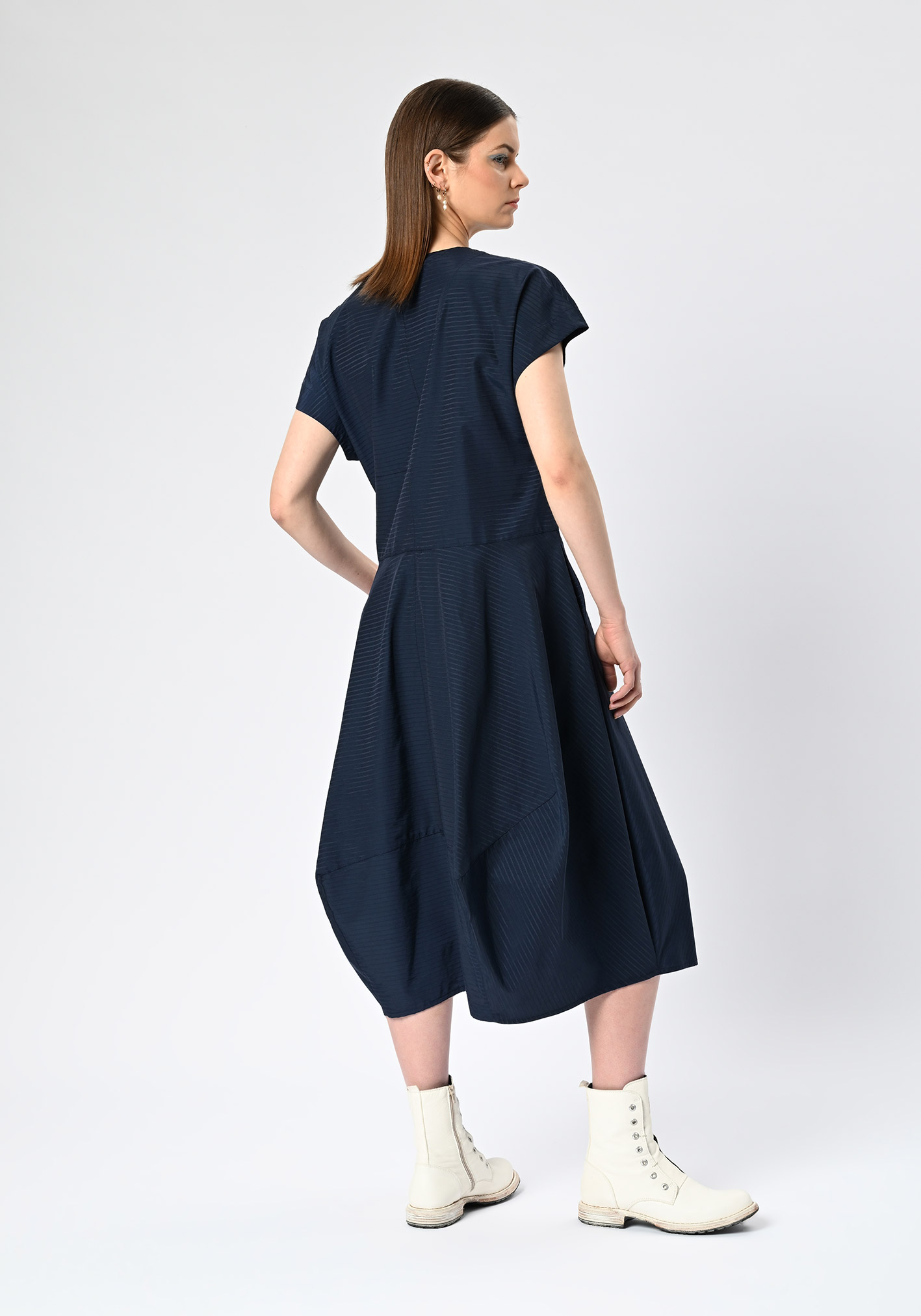 MM SÖHN - METROPOLIS DRESS - INK OTTOMAN SELF STRIPE