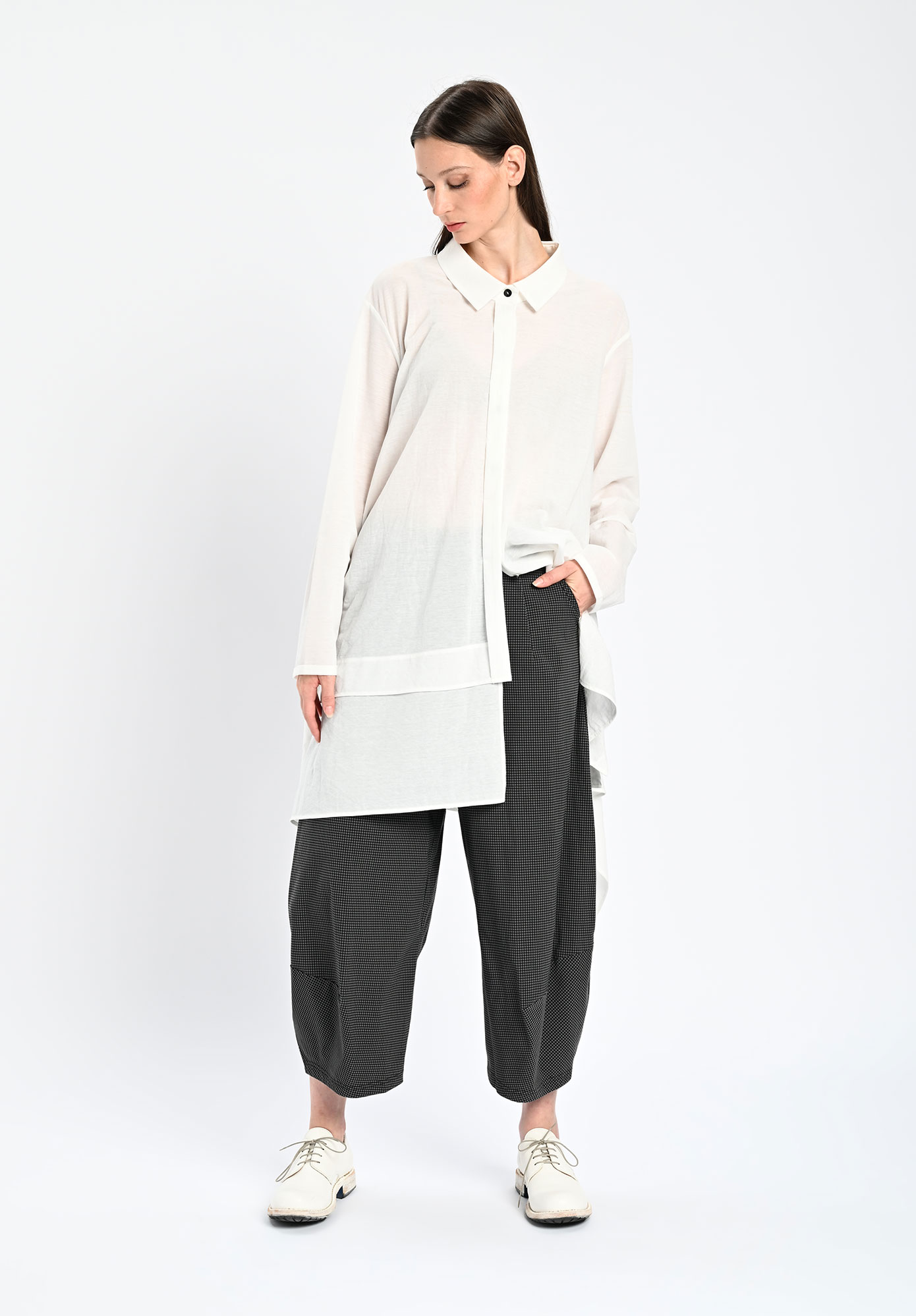 STUDIO RUNDHOLZ | BLACK LABEL - TULIP LEG PANT - BLACK CHECK STUDIO RUNDHOLZ | BLACK LABEL - TULIP LEG PANT - BLACK CHECK