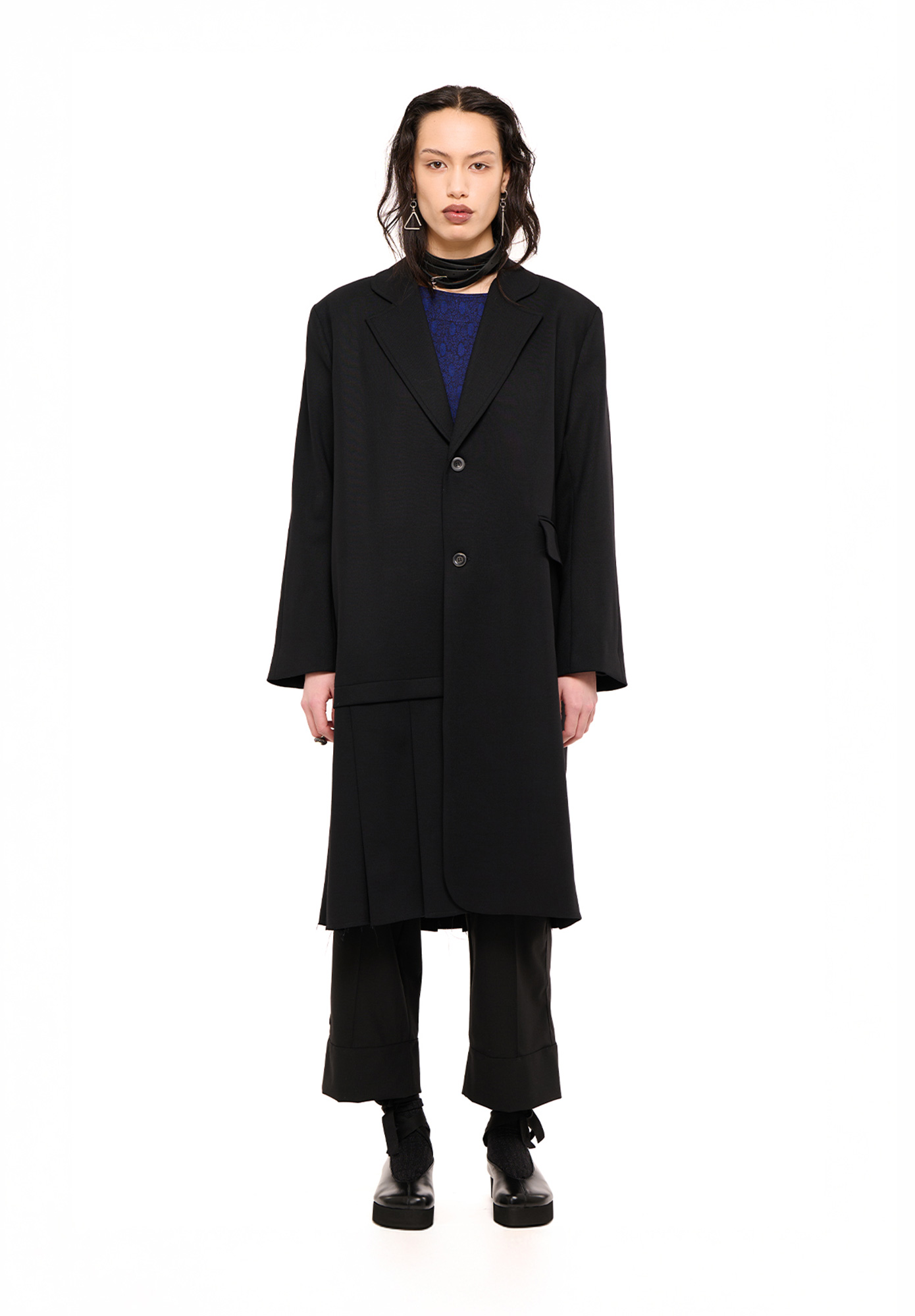 NOM*d - DE-PLEAT COAT - BLACK