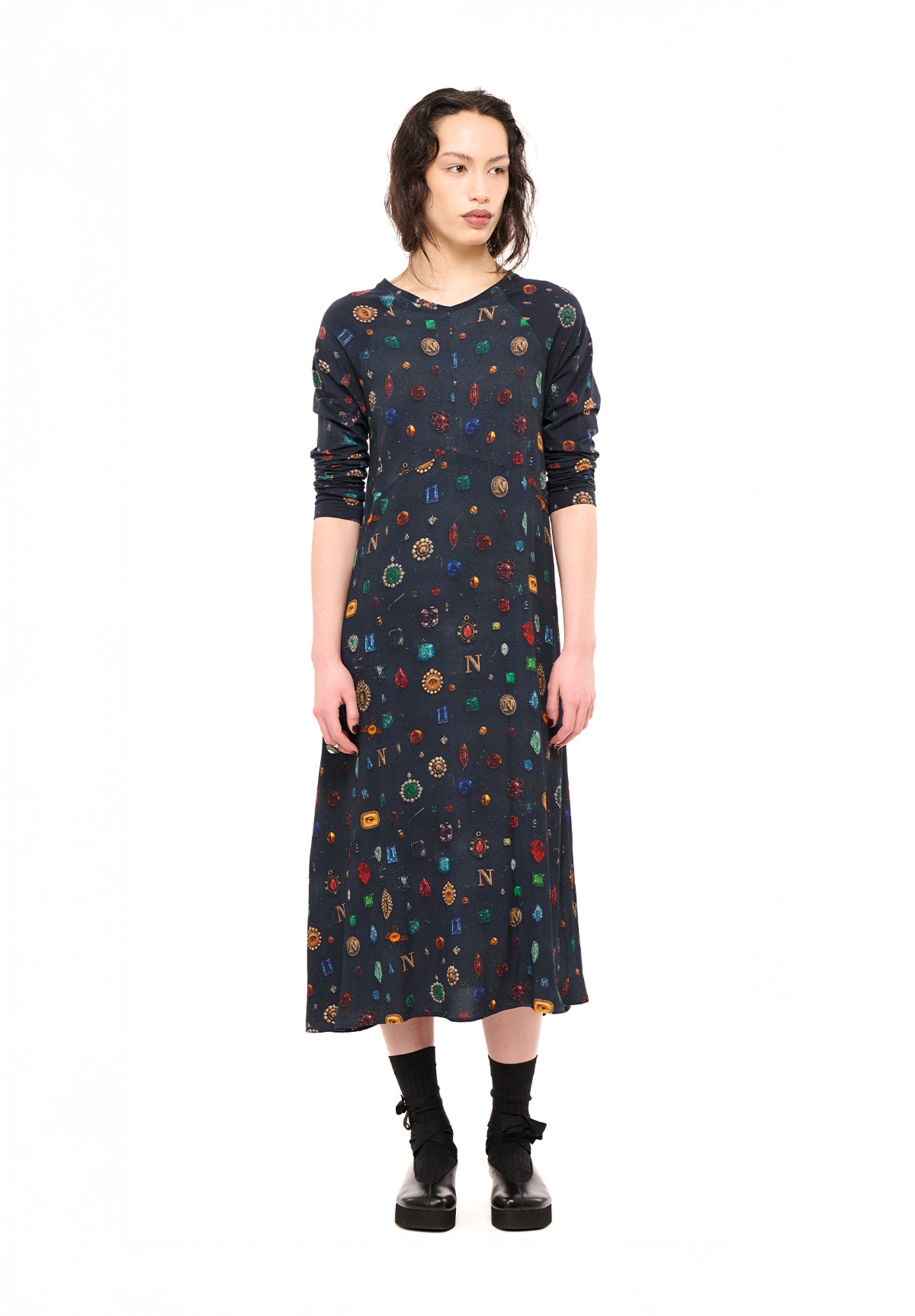 NOM*d - UNMIXED SLIP DRESS - BEJEWELED PRINT