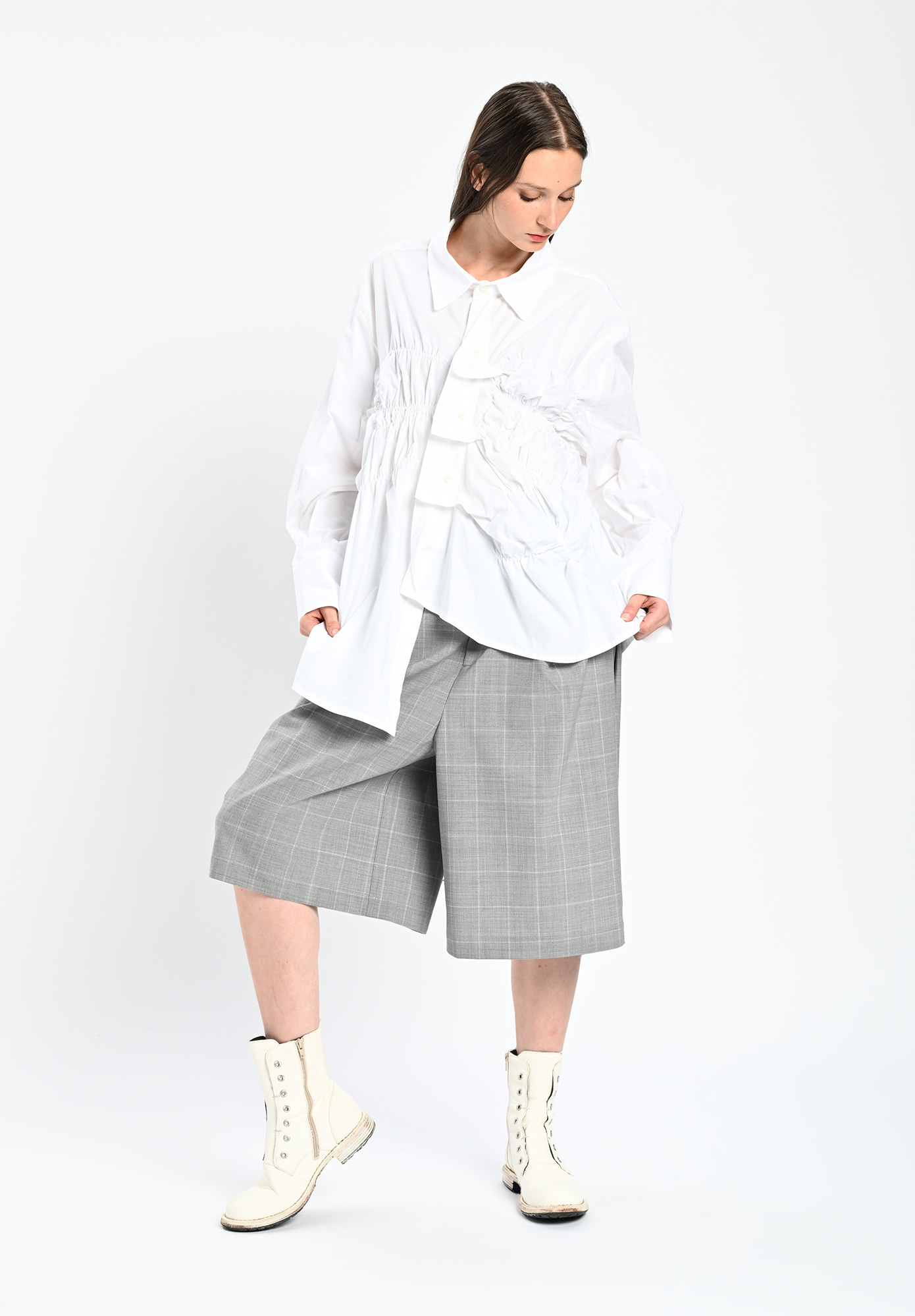 LA VACA LOCA - SABER RUCHED SHIRT - WHITE