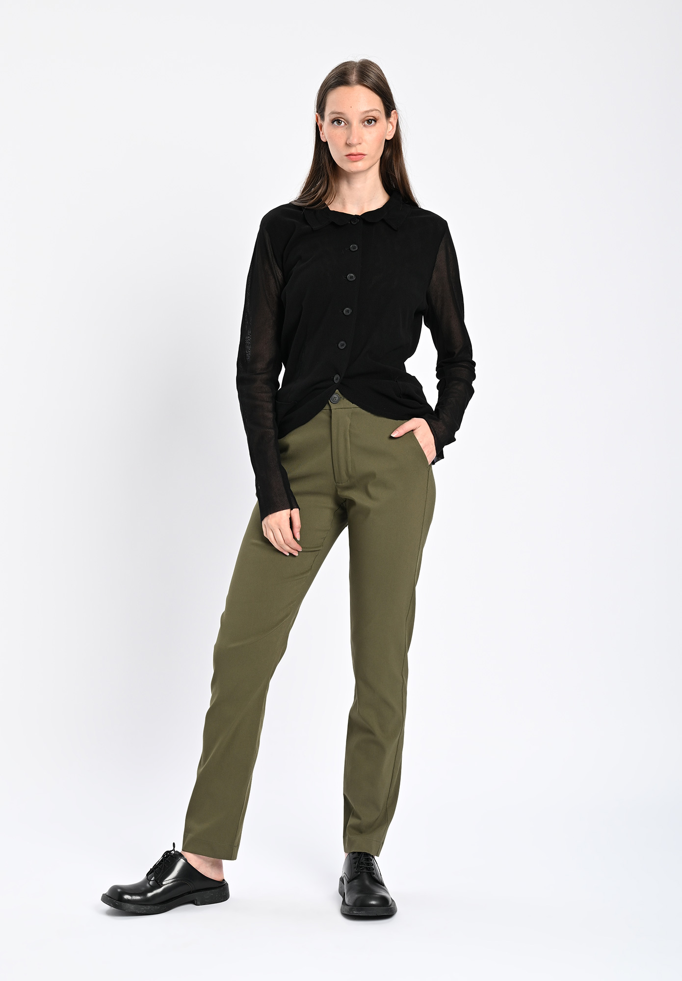 PAL OFFNER - STRAIGHT TROUSERS - OLIVE