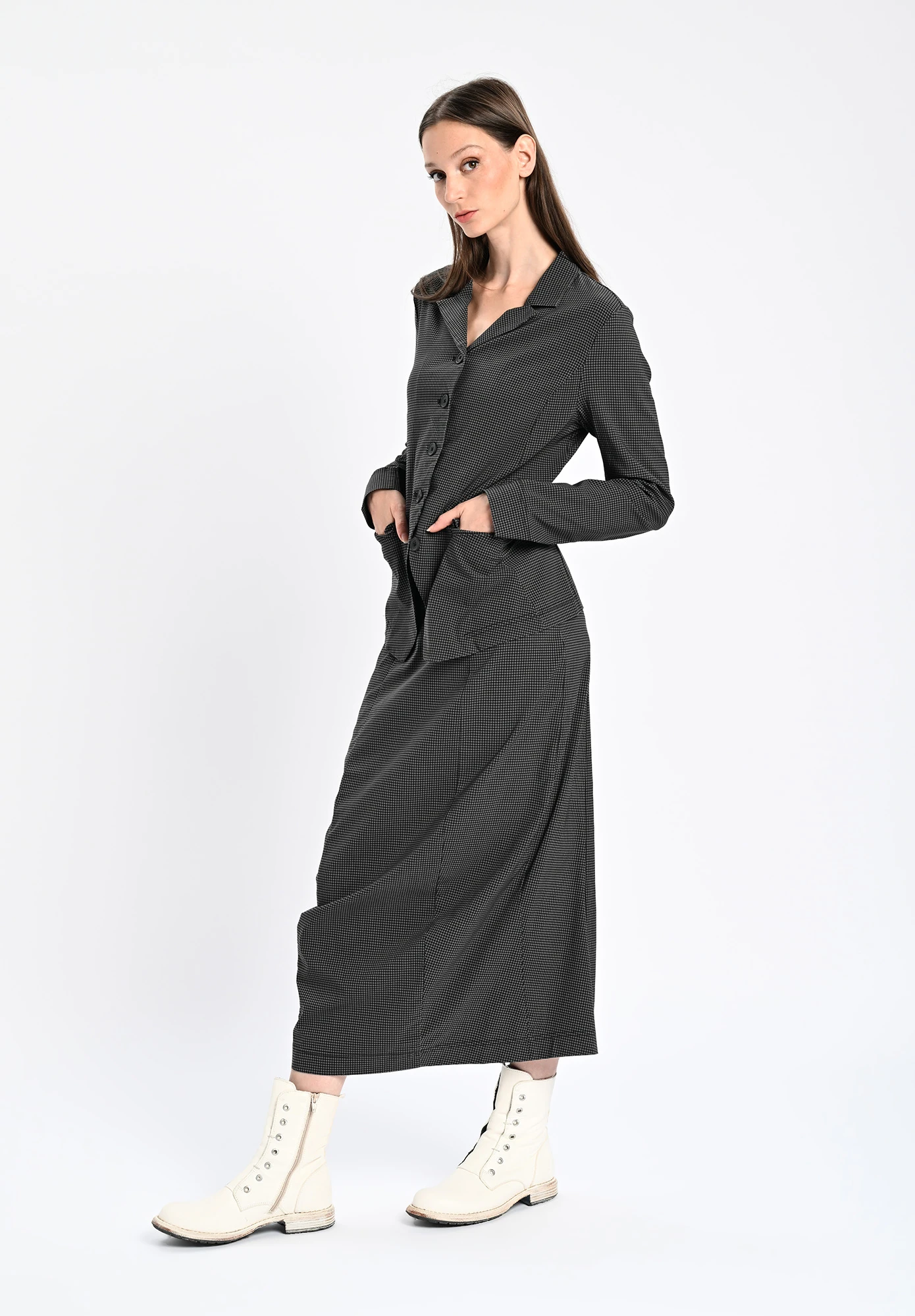 STUDIO RUNDHOLZ | BLACK LABEL - PENCIL SKIRT LONG - BLACK CHECK
