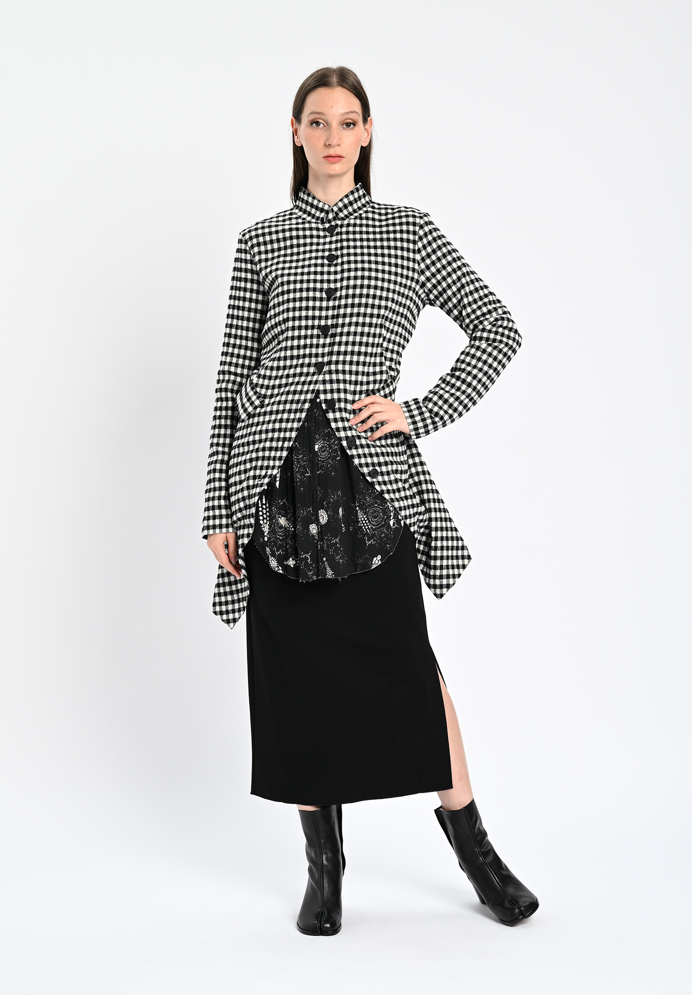 PAL OFFNER - PENGUIN COAT - CHECKED BLACK | WHITE
