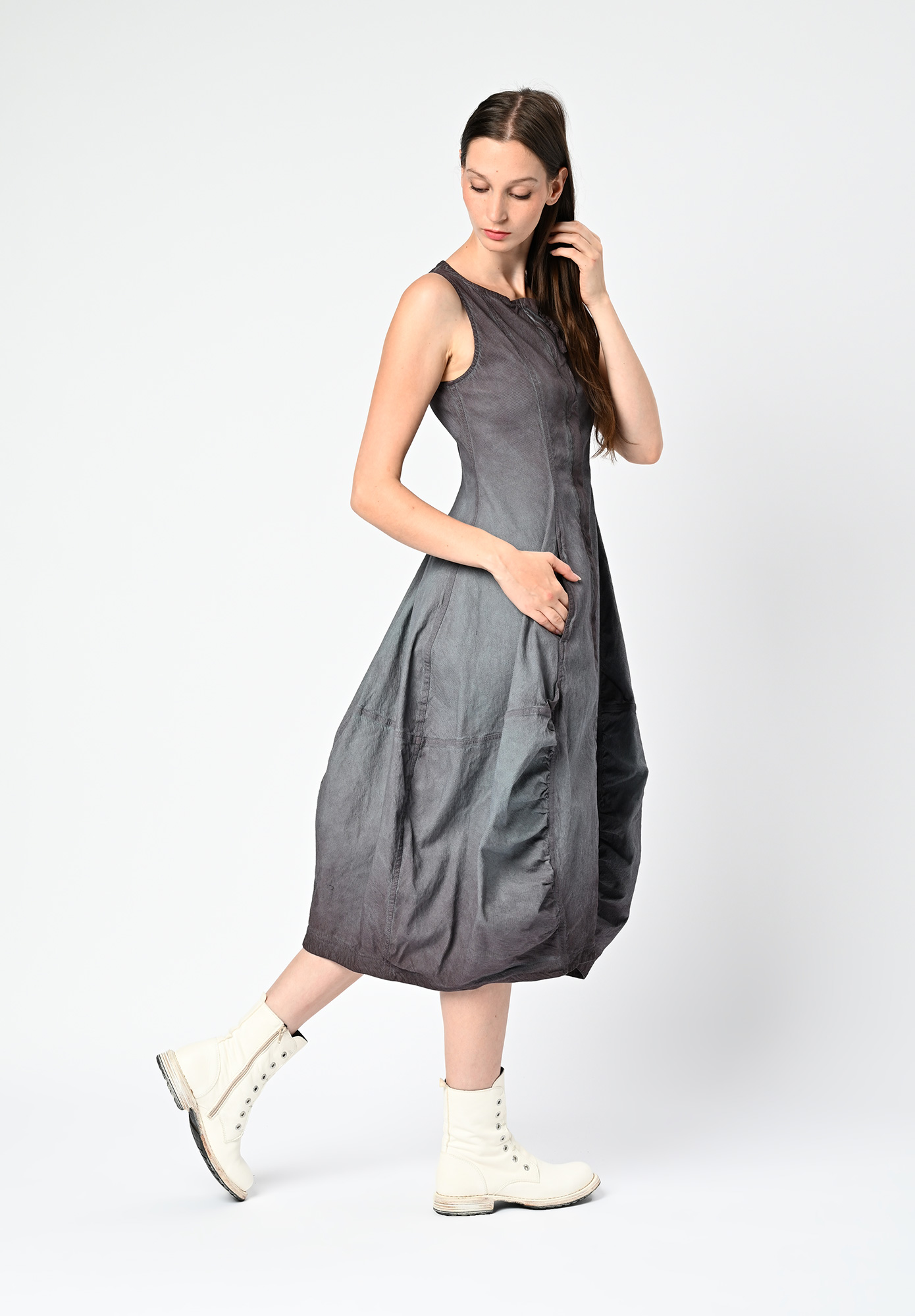 STUDIO RUNDHOLZ DIP - GATHER PANEL DRESS - FLAMINGO REVERSE