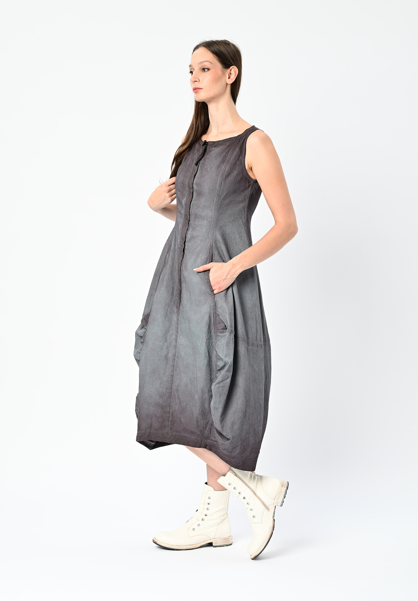 STUDIO RUNDHOLZ DIP - GATHER PANEL DRESS - FLAMINGO REVERSE