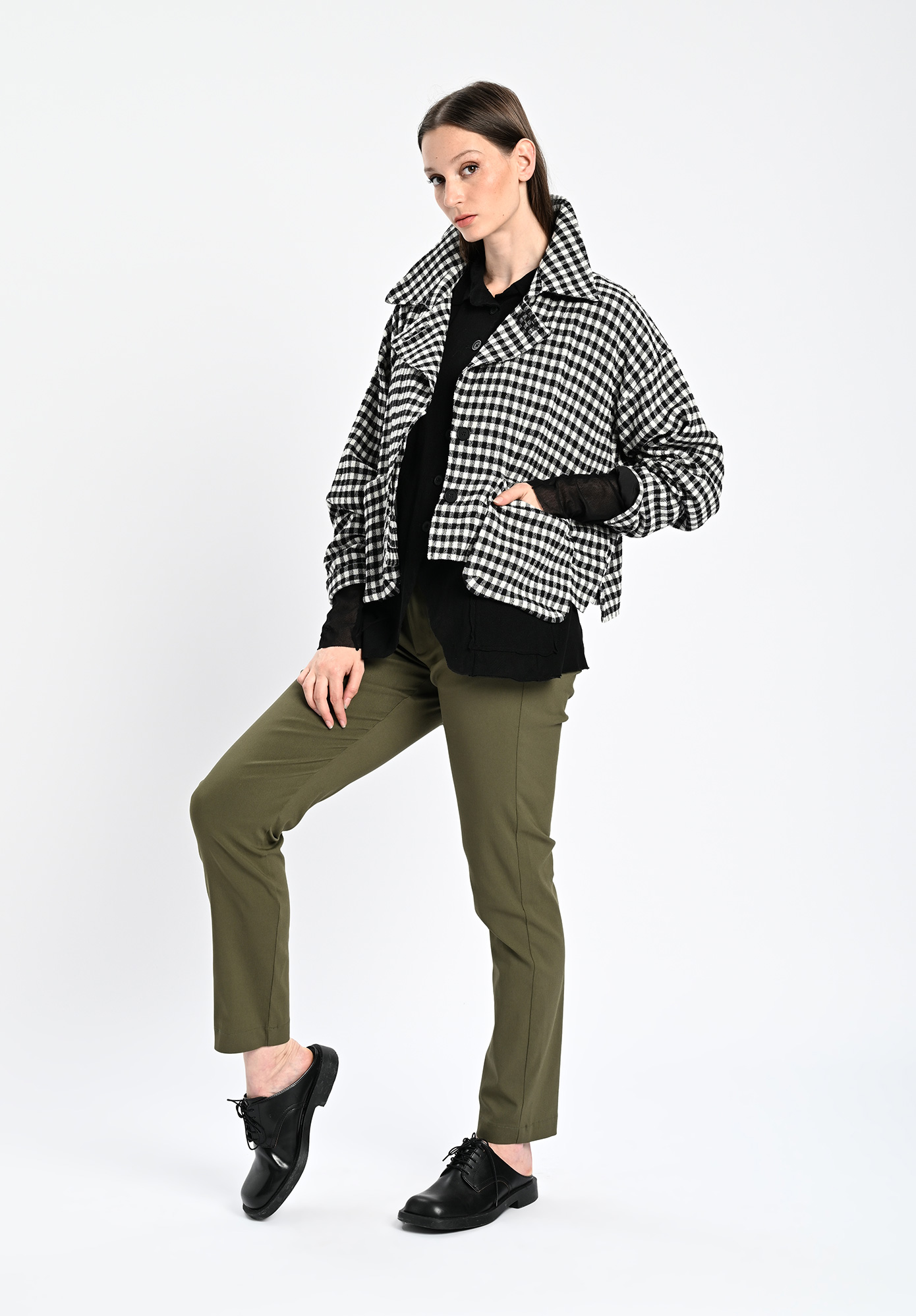 PAL OFFNER - 2 IN 1 COAT - CHECKED BLACK | WHITE