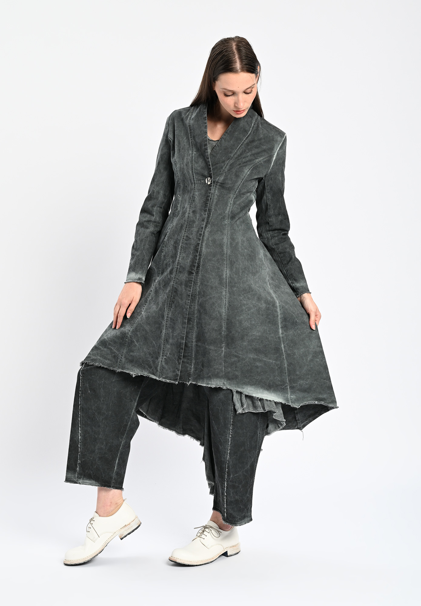 SANCTAMUERTE - LONG COAT - EMERALD GREY