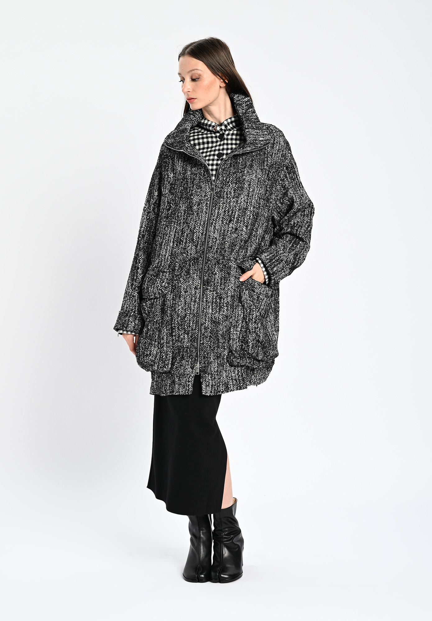 PAL OFFNER - OVERSIZE COAT - BLACK | WHITE PAL OFFNER - OVERSIZE COAT - BLACK | WHITE