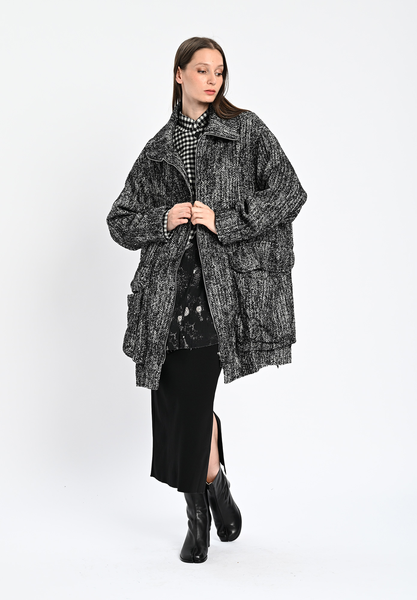 PAL OFFNER - OVERSIZE COAT - BLACK | WHITE PAL OFFNER - OVERSIZE COAT - BLACK | WHITE
