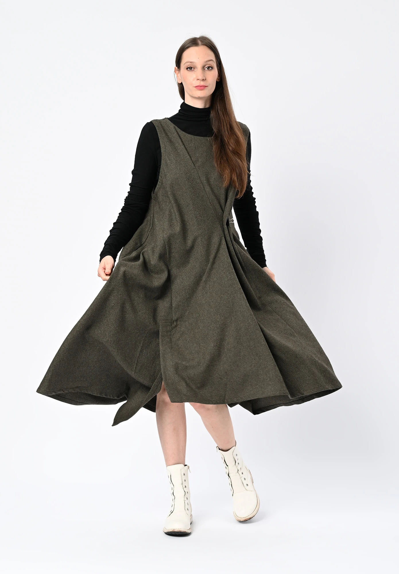 MOYURU - OBLIQUE TUNIC DRESS - KHAKI