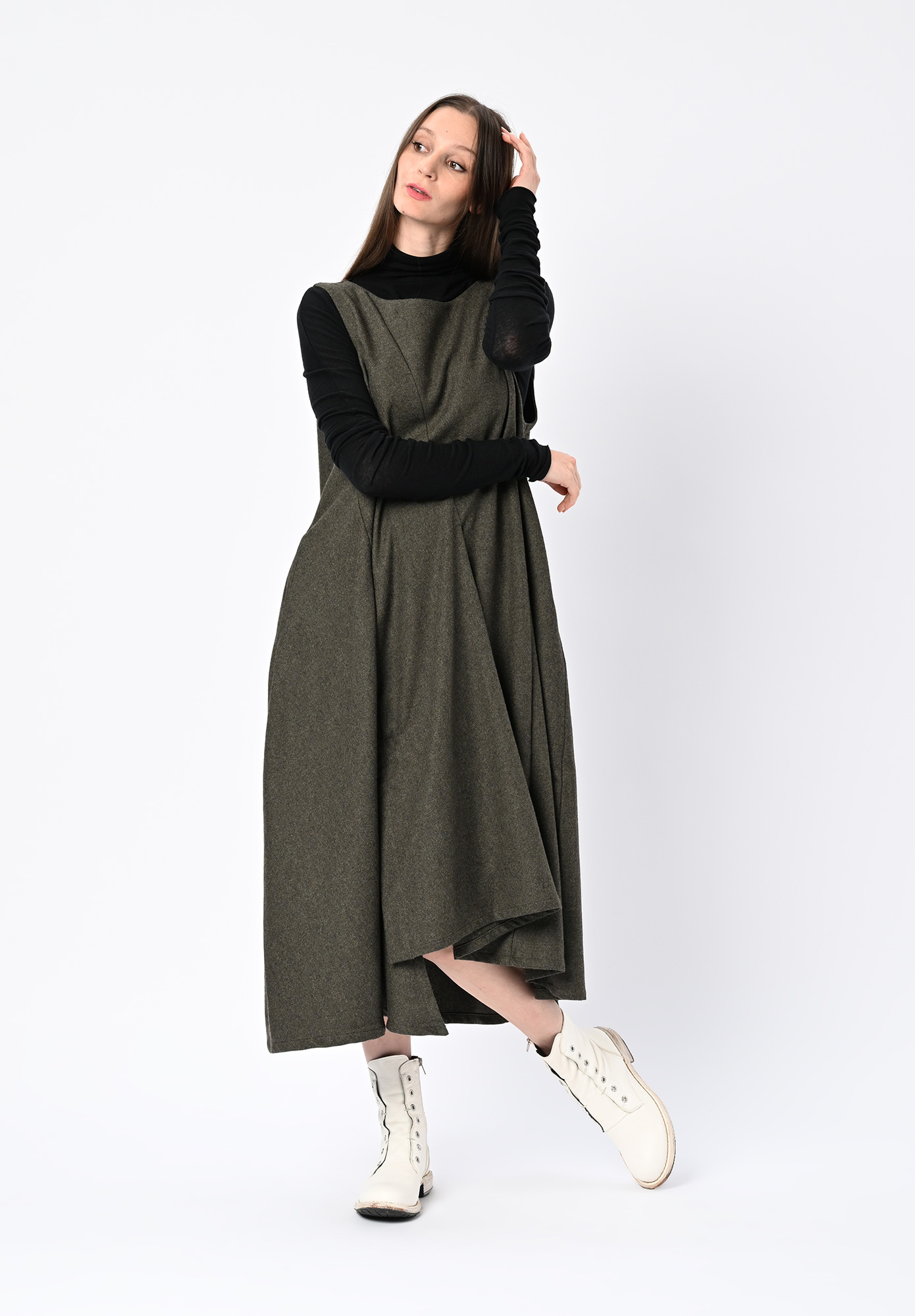 MOYURU - OBLIQUE TUNIC DRESS - KHAKI