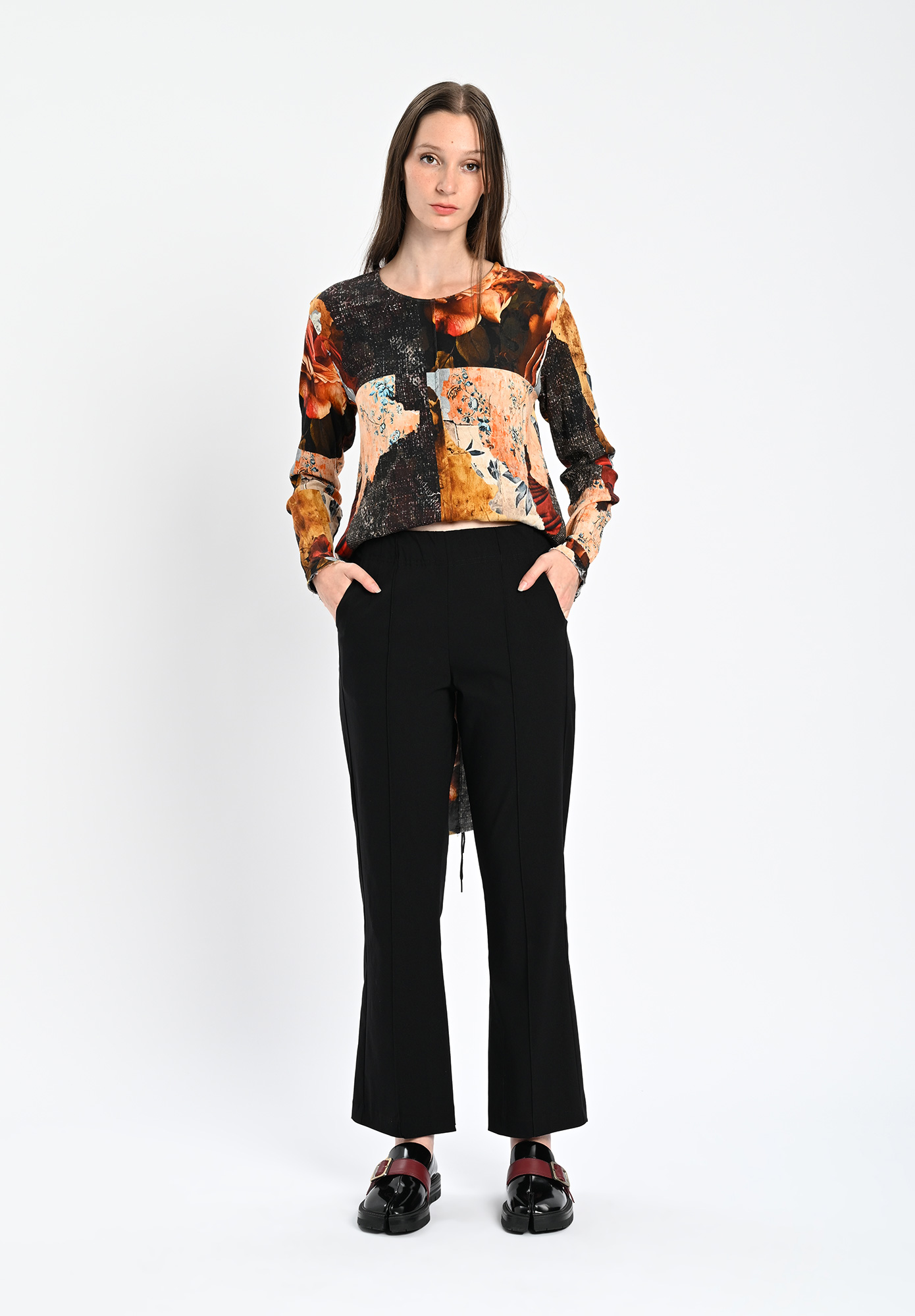 MM SÖHN  -FLUTED PINTUCK POCKET PANT - BLACK