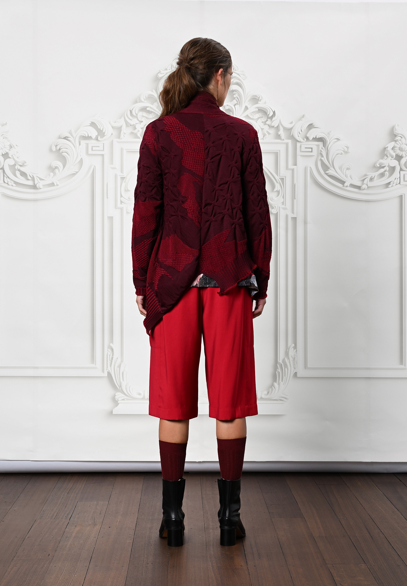 MM SÖHN - CADENCE CARDIGAN SHORT - OXBLOOD | LACQUER