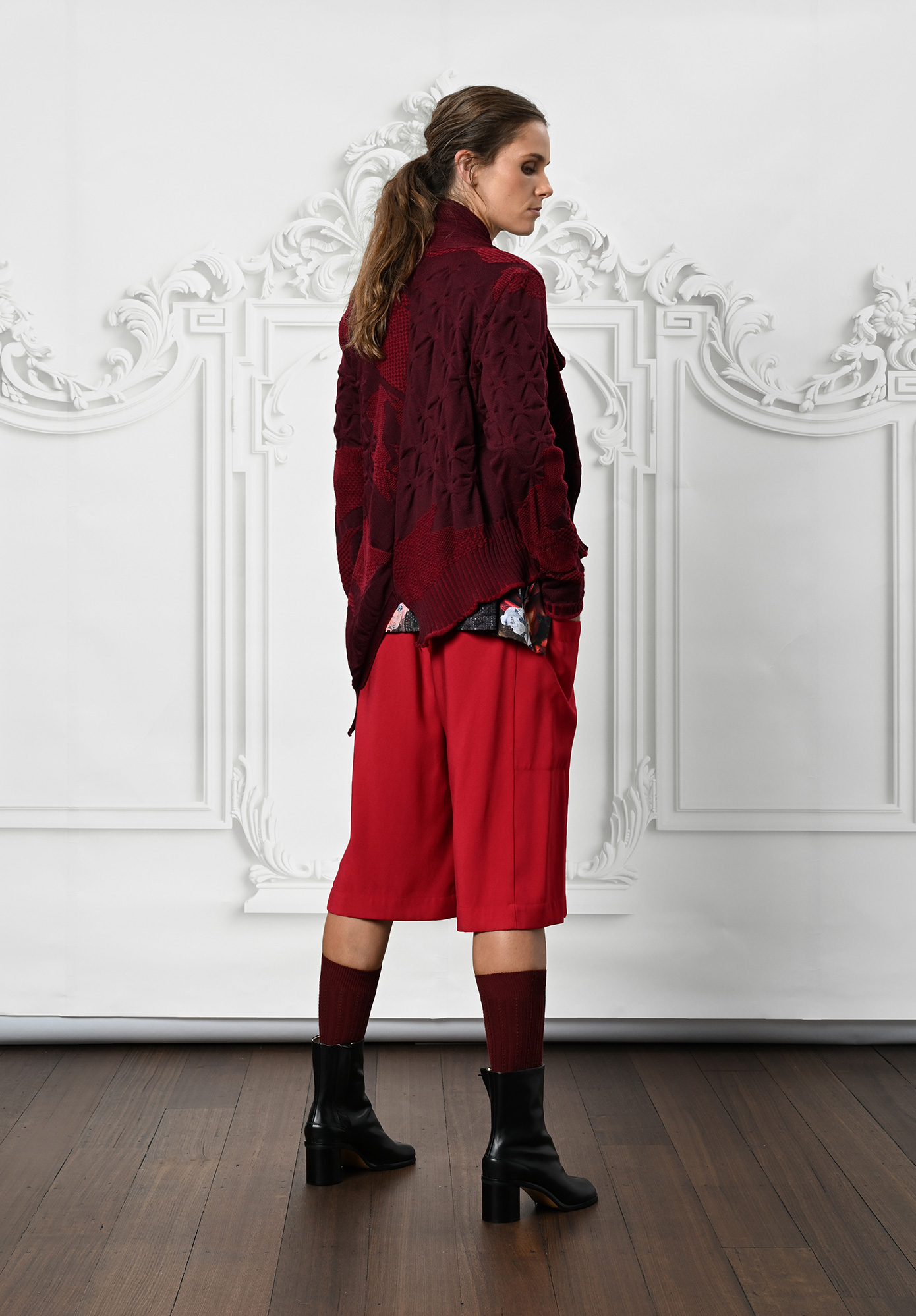 MM SÖHN - CADENCE CARDIGAN SHORT - OXBLOOD | LACQUER