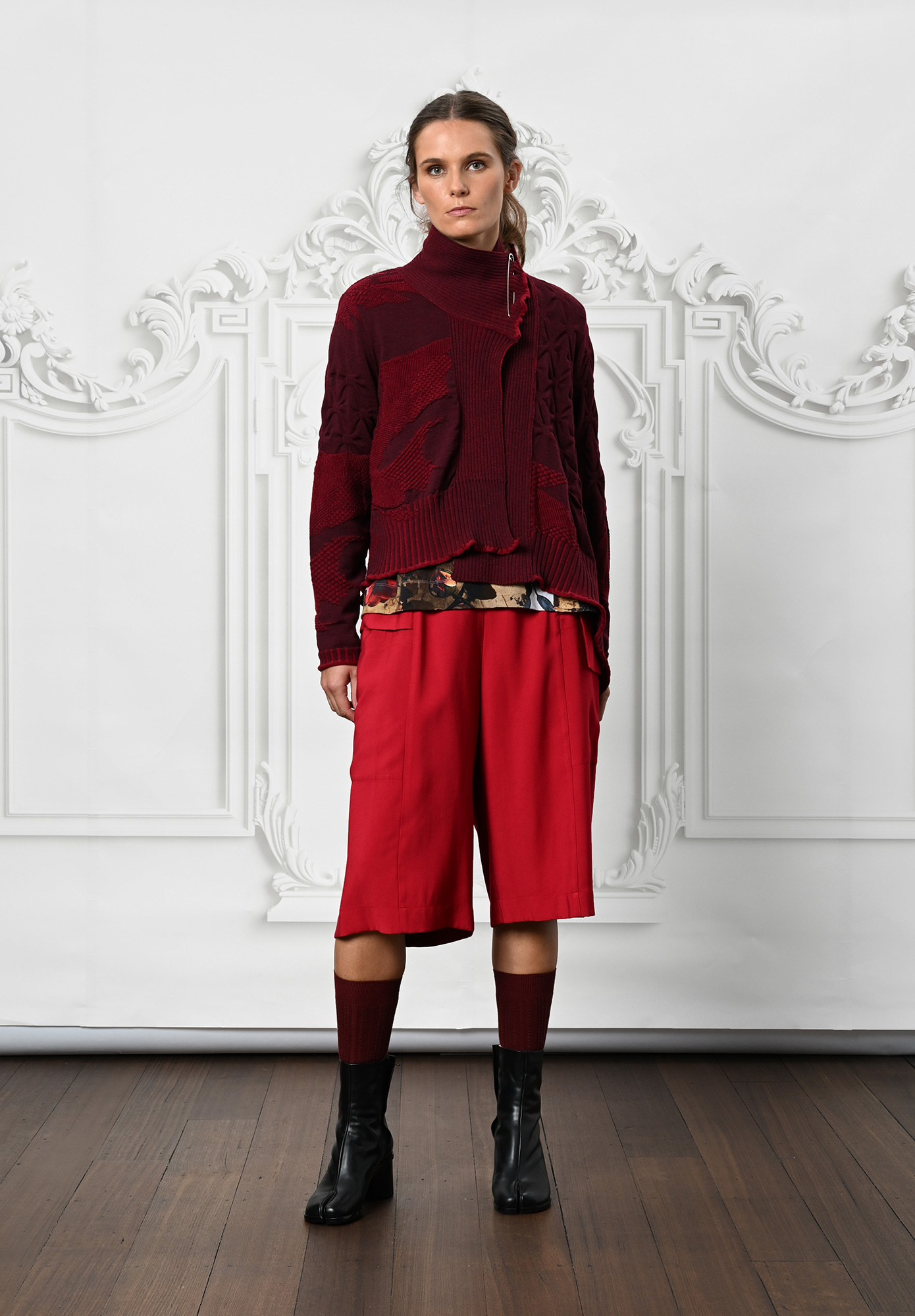 MM SÖHN - CADENCE CARDIGAN SHORT - OXBLOOD | LACQUER