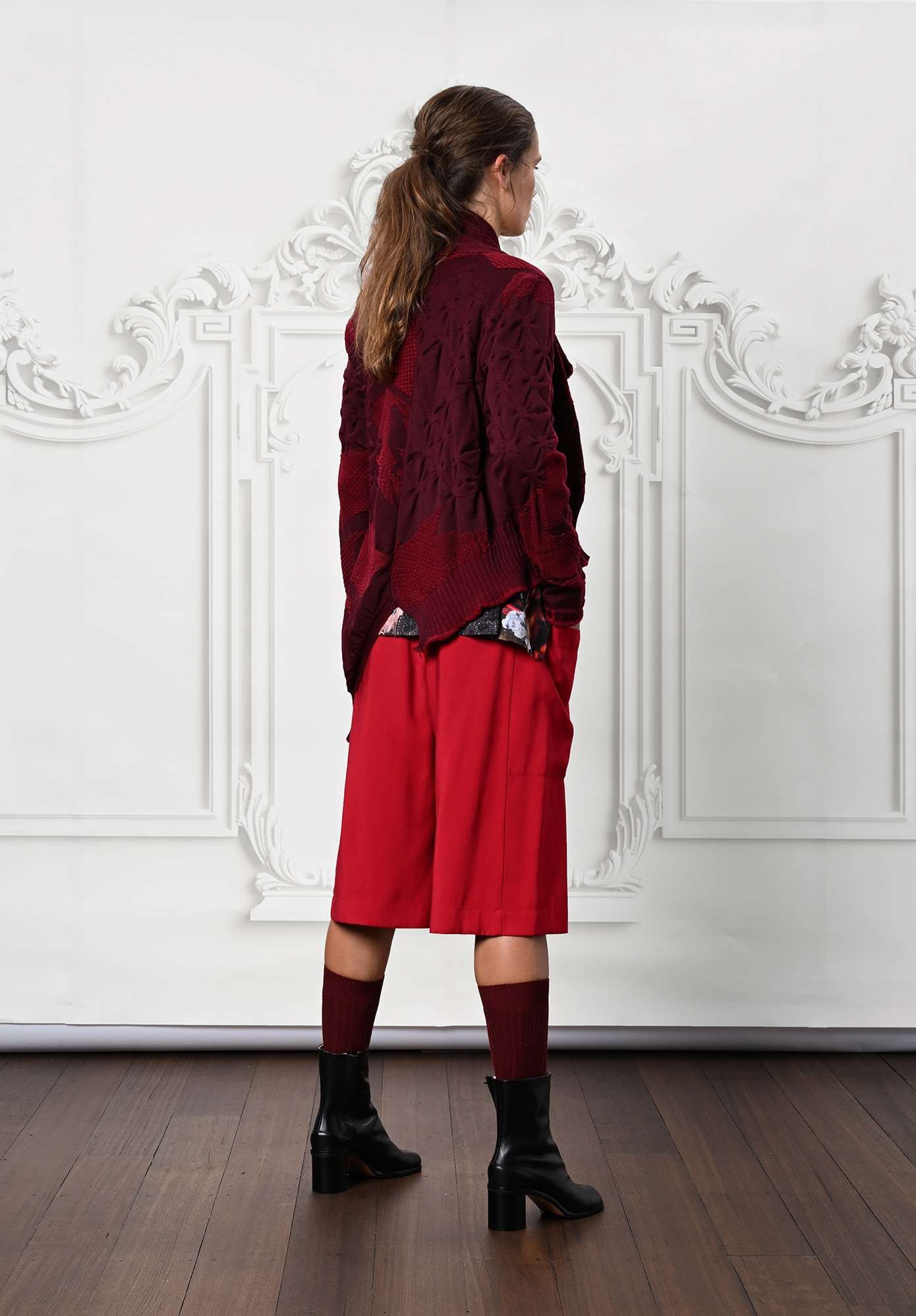 MM SÖHN - CADENCE CARDIGAN SHORT - OXBLOOD | LACQUER