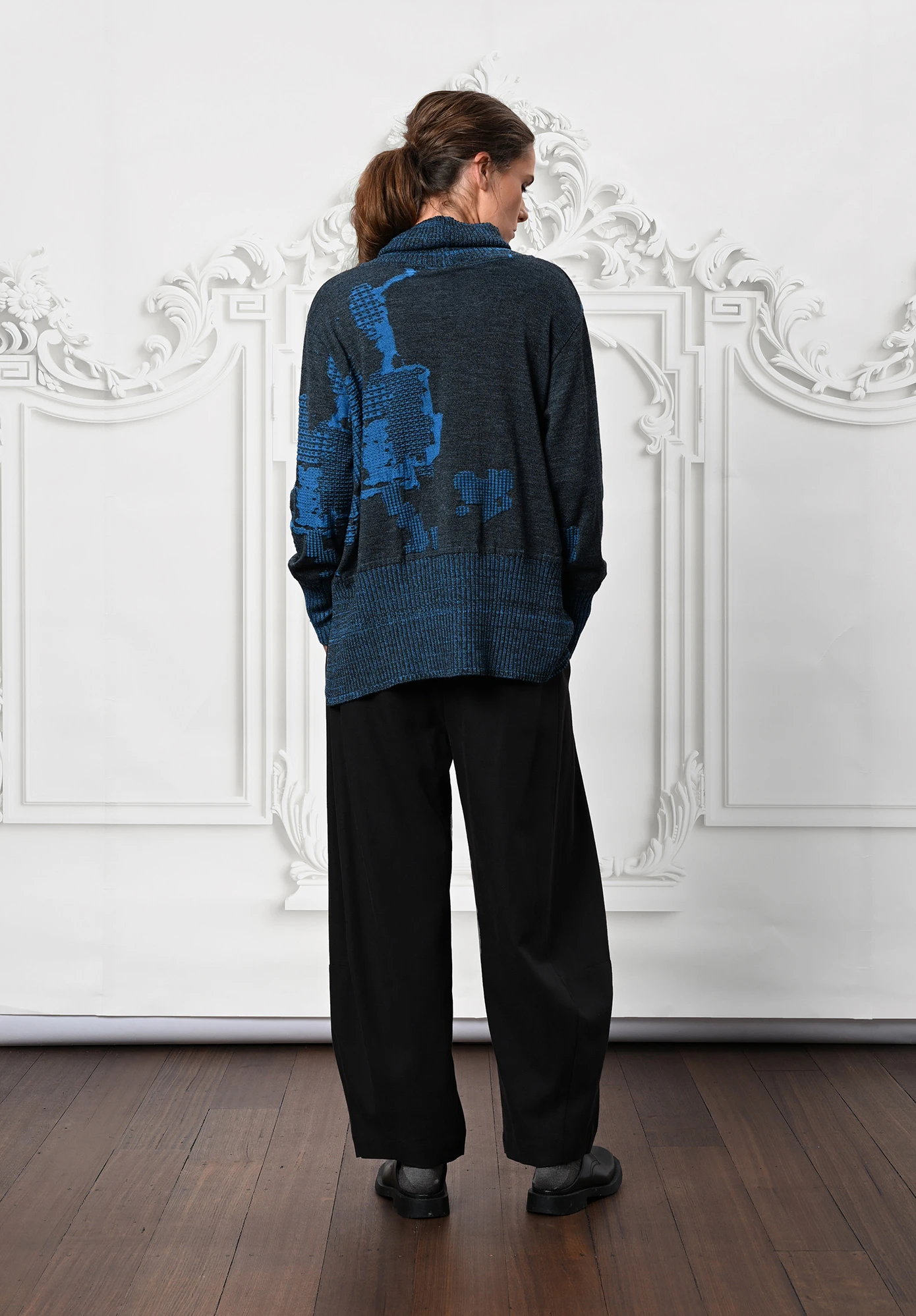 MM SÖHN - MOSAIC INLAY JUMPER - GRAPHITE MIX | CERULEAN