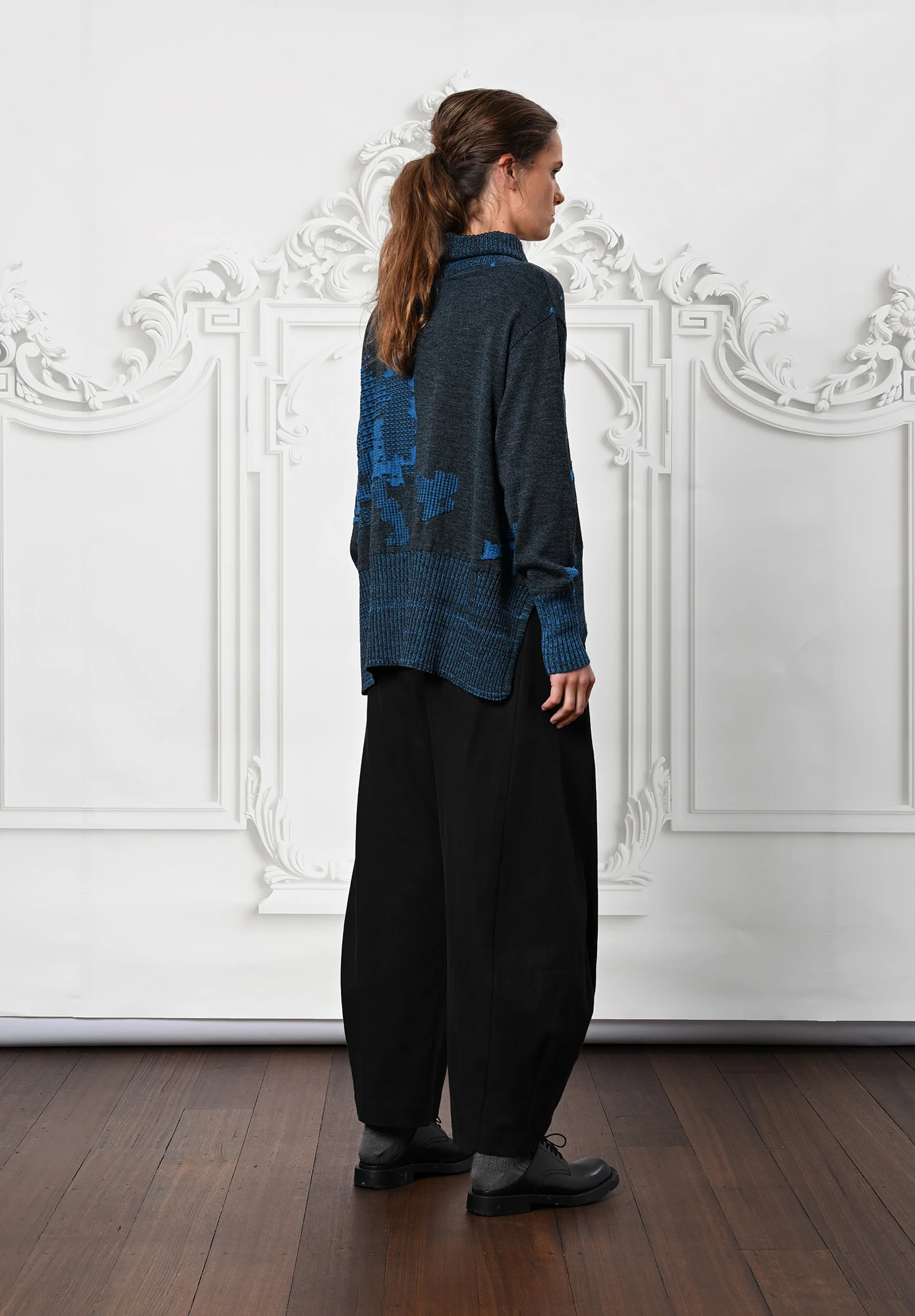 MM SÖHN - MOSAIC INLAY JUMPER - GRAPHITE MIX | CERULEAN