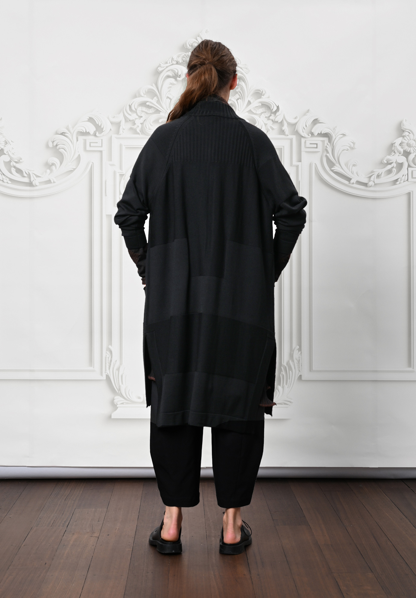 MM SÖHN - GRADUATED CARDI COAT - BLACK MM SÖHN - GRADUATED CARDI COAT - BLACK