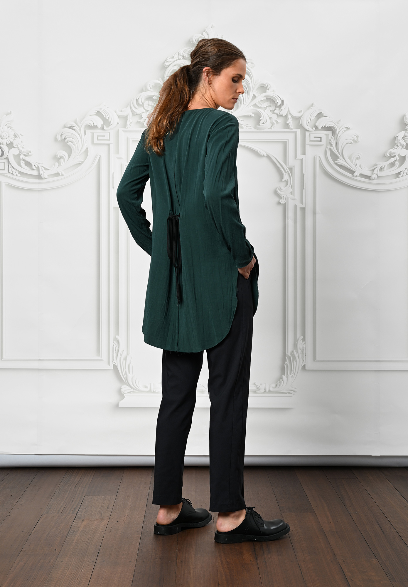 MM SÖHN  - LINEAL PINTUCK POCKET PANT - SLATE