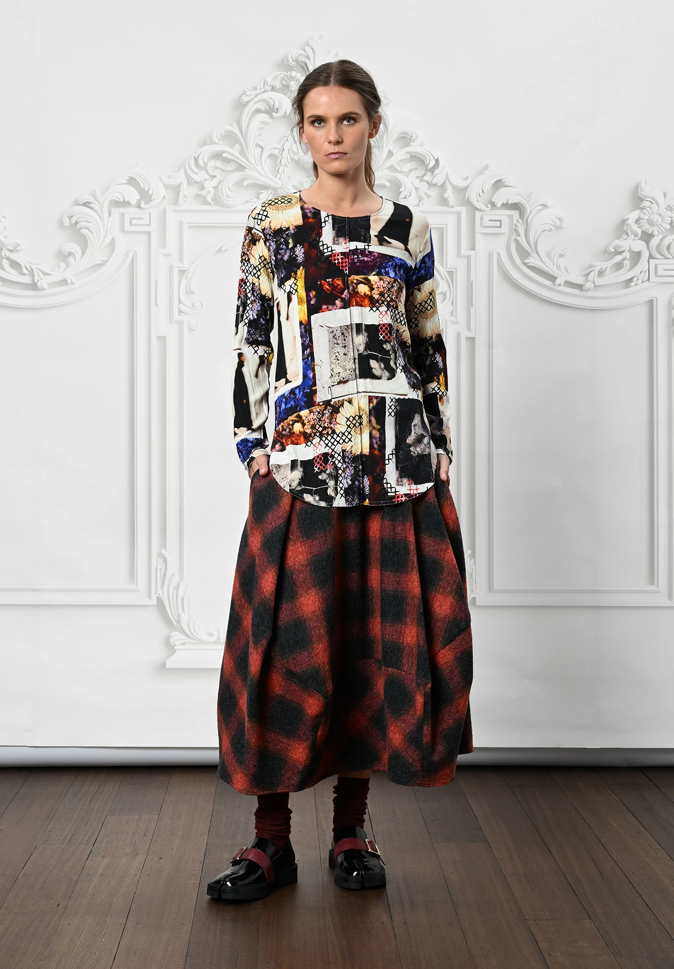 MM SÖHN  - POSITION SKIRT - RED PLAID MULTI