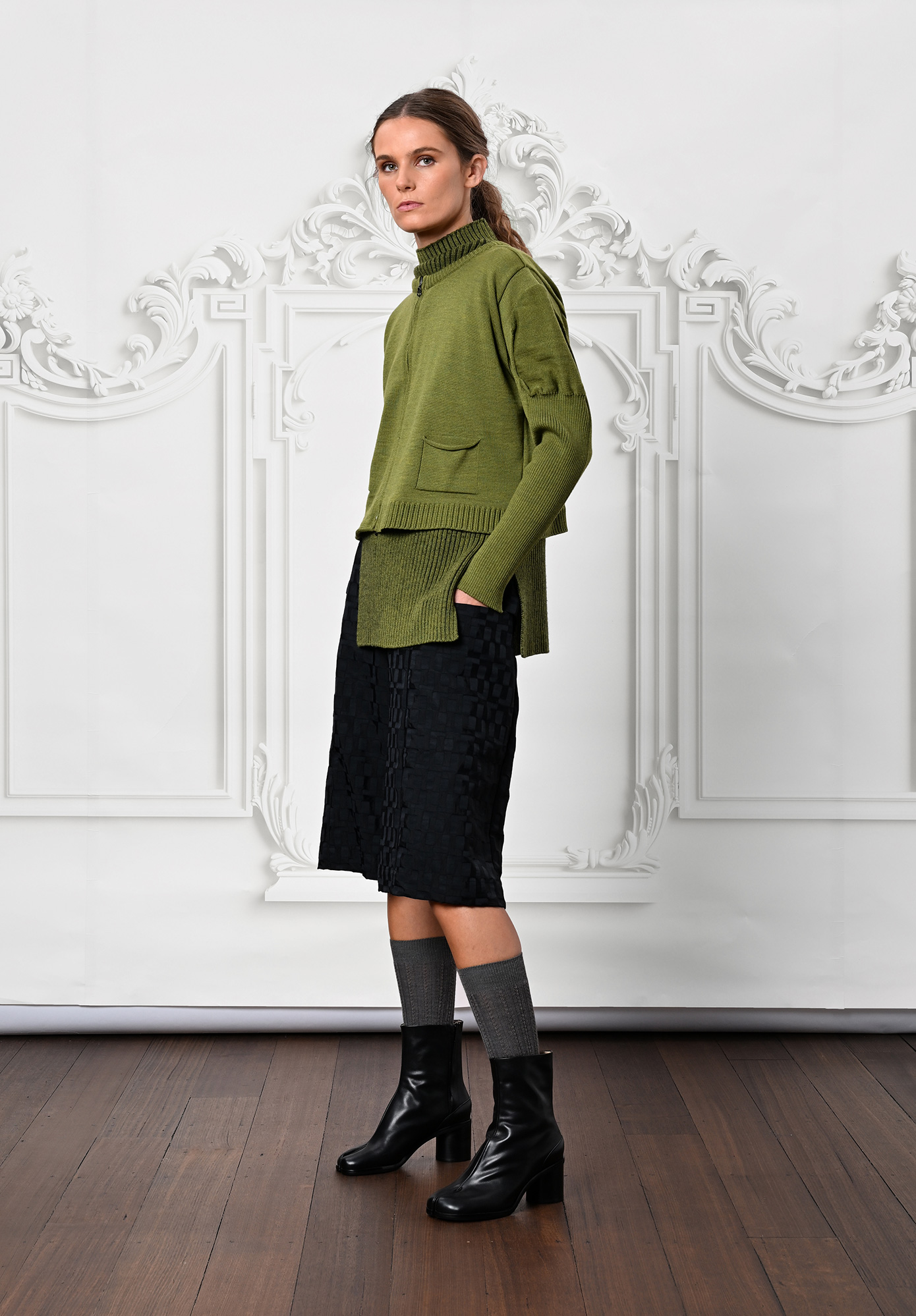 MM SÖHN - HALF-PASS CARDIGAN - PISTACHIO