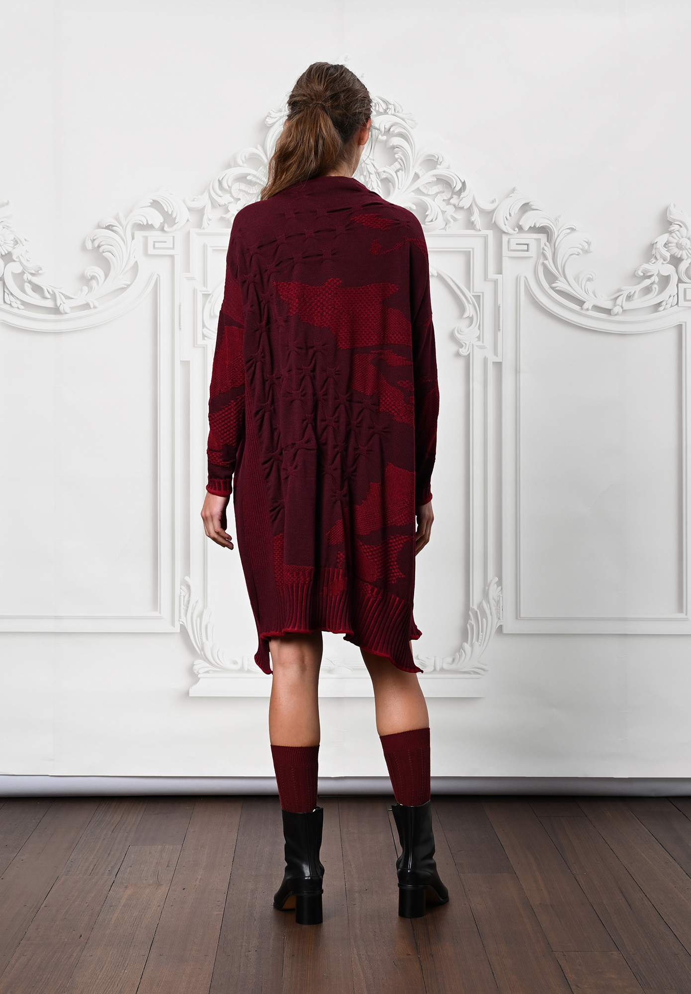 MM SÖHN - IMPRINT TUNIC DRESS DETACHABLE SNOOD - OXBLOOD | LACQUER MM SÖHN - IMPRINT TUNIC DRESS DETACHABLE SNOOD - OXBLOOD | LACQUER