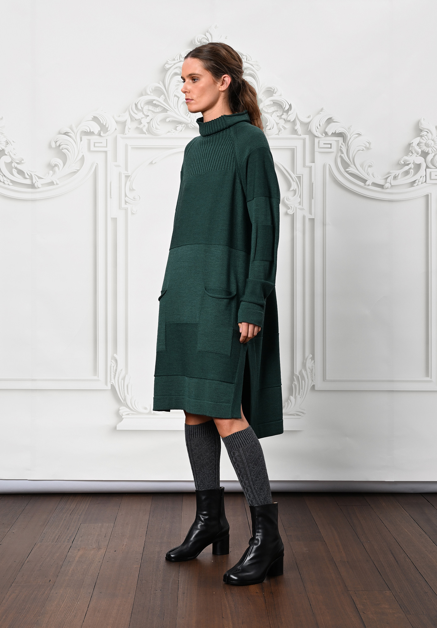 MM SÖHN - TIERED TUNIC DRESS - THYME