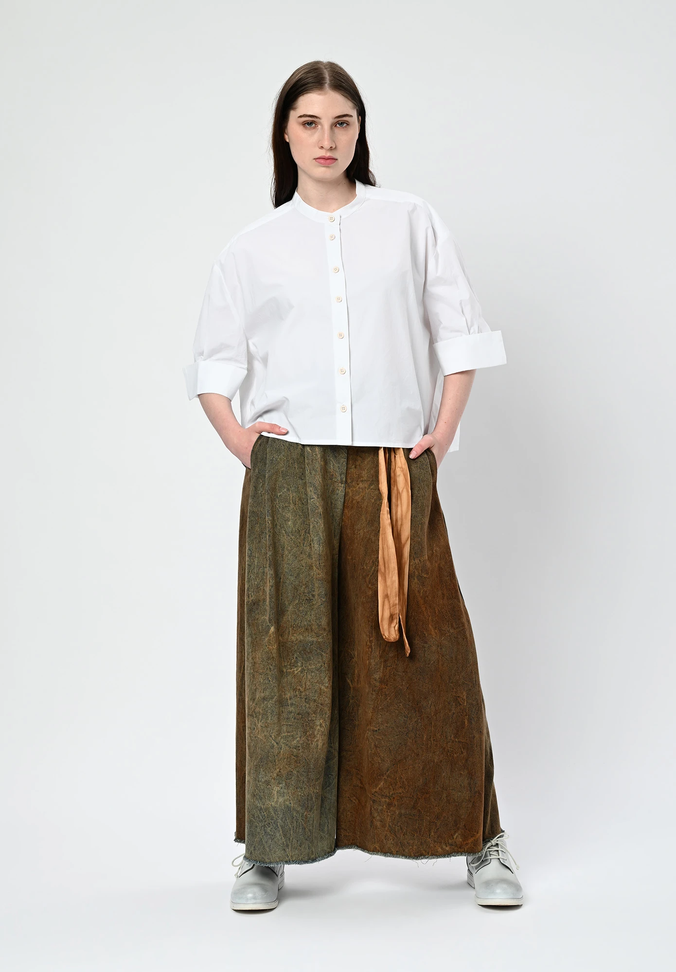 SANCTAMUERTE - DENIM WIDE LEG PANTS - BRONZE TOBACO