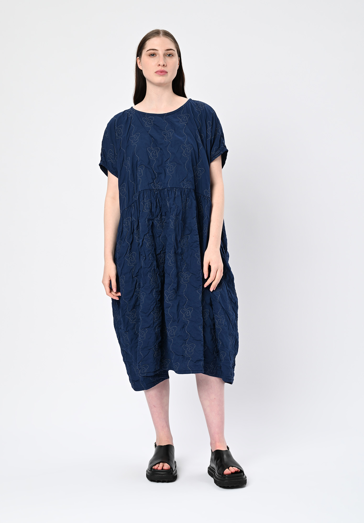 PRIVATSACHEN - PURCOUTRE GATHERED MIDRIFF EXTENDED SHOULDER DRESS - RAUM | NAVY