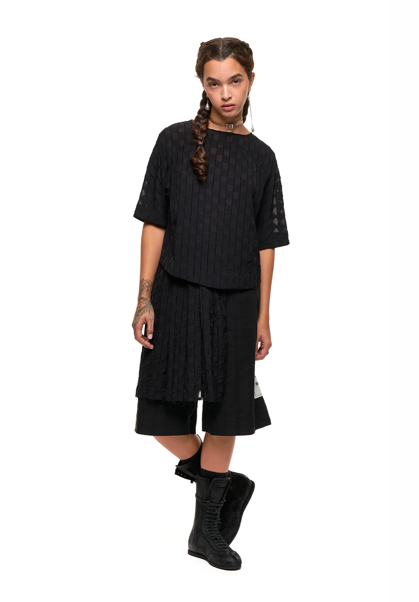 NOM*d - DEMI PLEAT - BLACK CHECKERBOARD