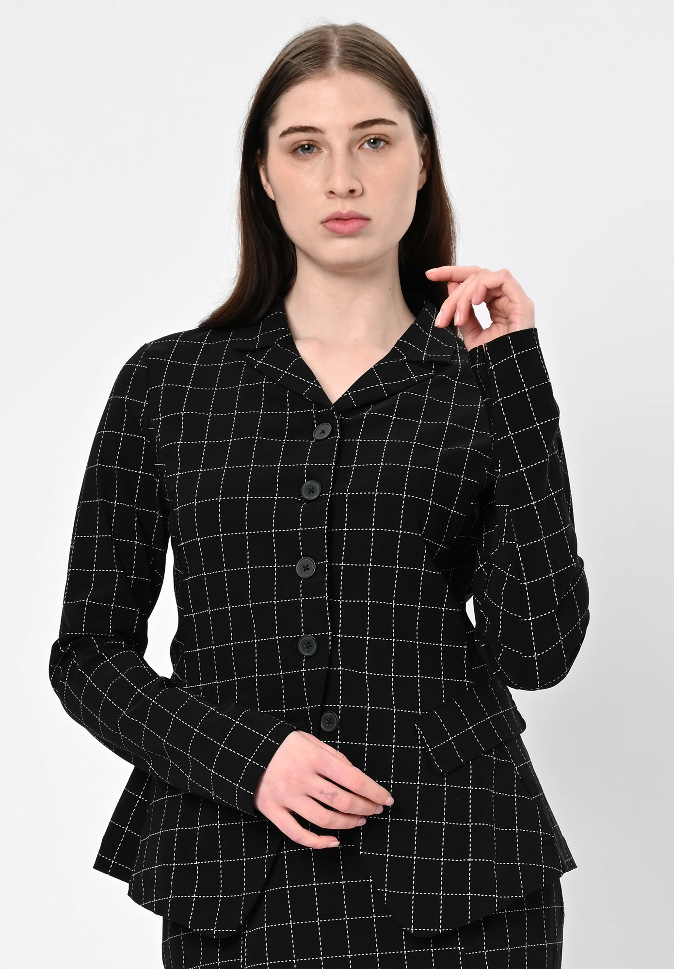 STUDIO RUNDHOLZ | BLACK LABEL - FITTED JACKET CHECK PRINT - BLACK CHECK