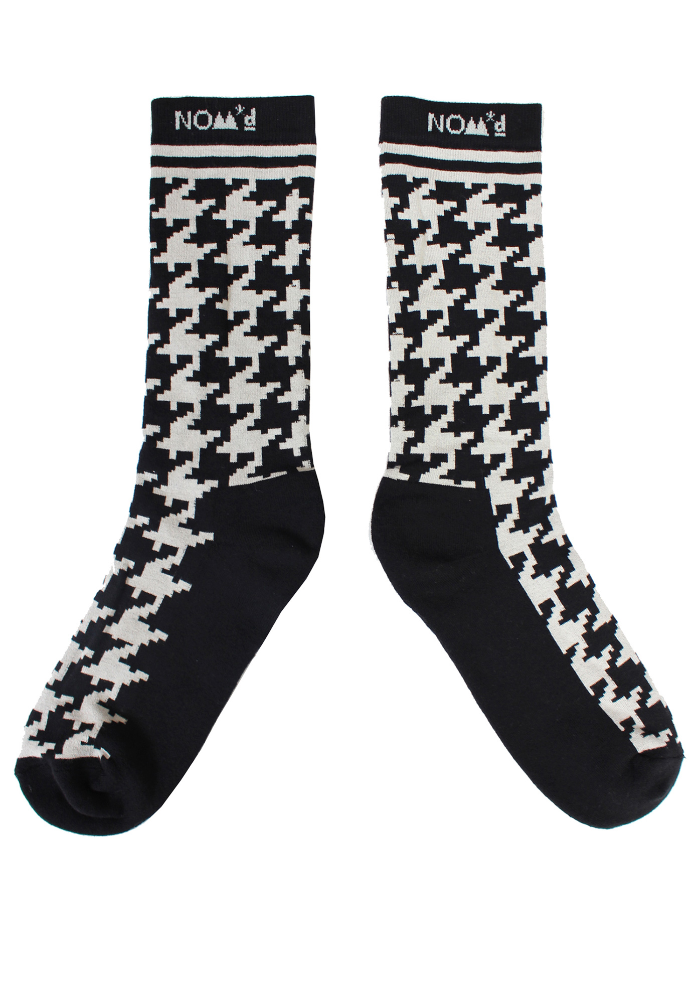 NOM*D - HOUNDSTOOTH SOCKS - BLACK | PUTTY