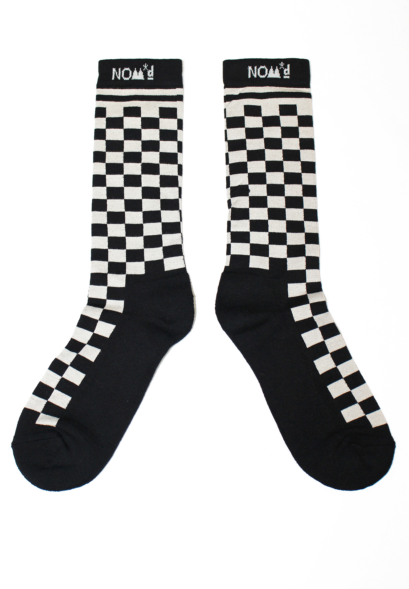 NOM*D - CHECKERBOARD SOCKS - BLACK | PUTTY