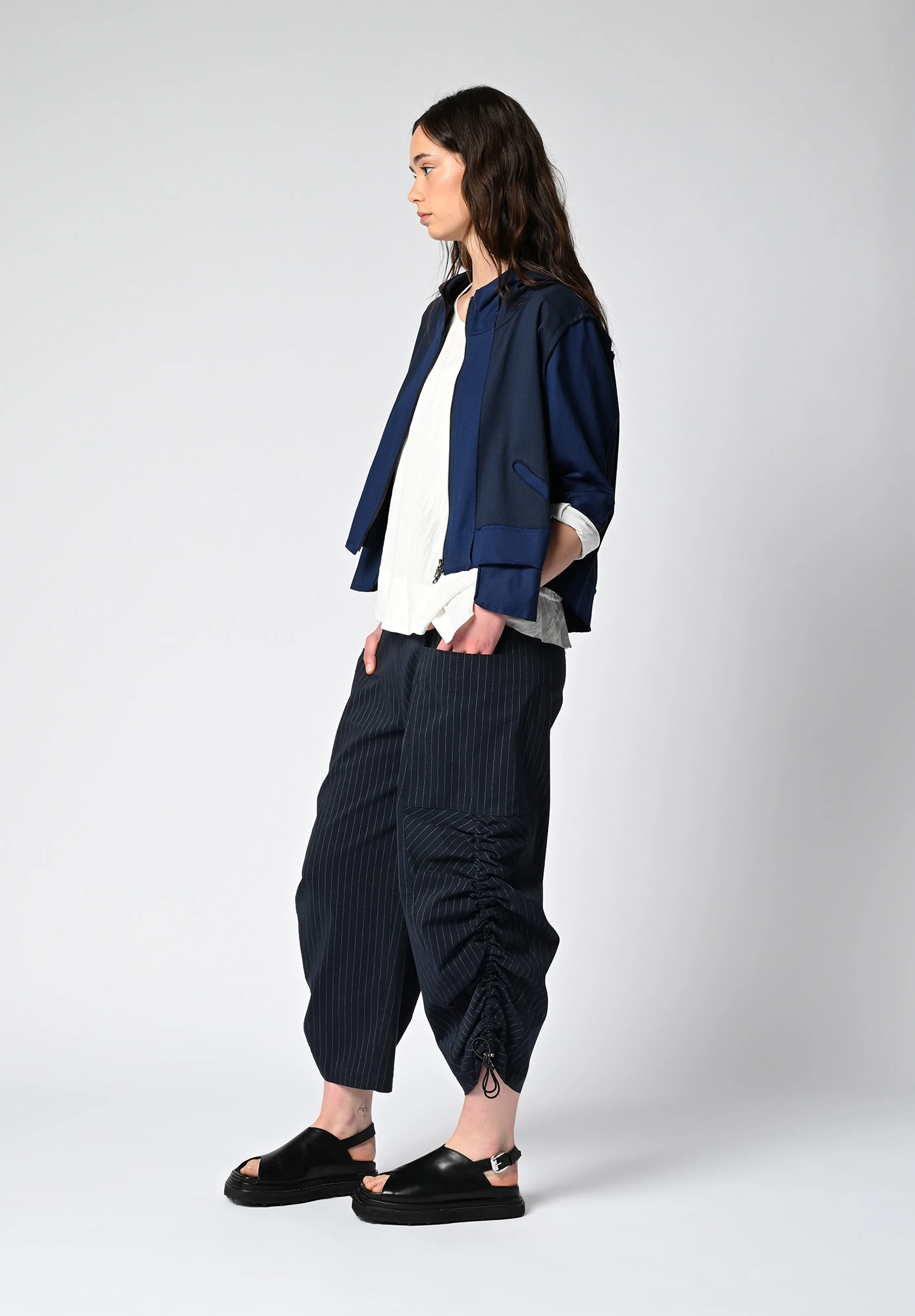 MM SÖHN - INTERIM DRAWCORD PANT - INK PINSTRIPE MM SÖHN - INTERIM DRAWCORD PANT - INK PINSTRIPE
